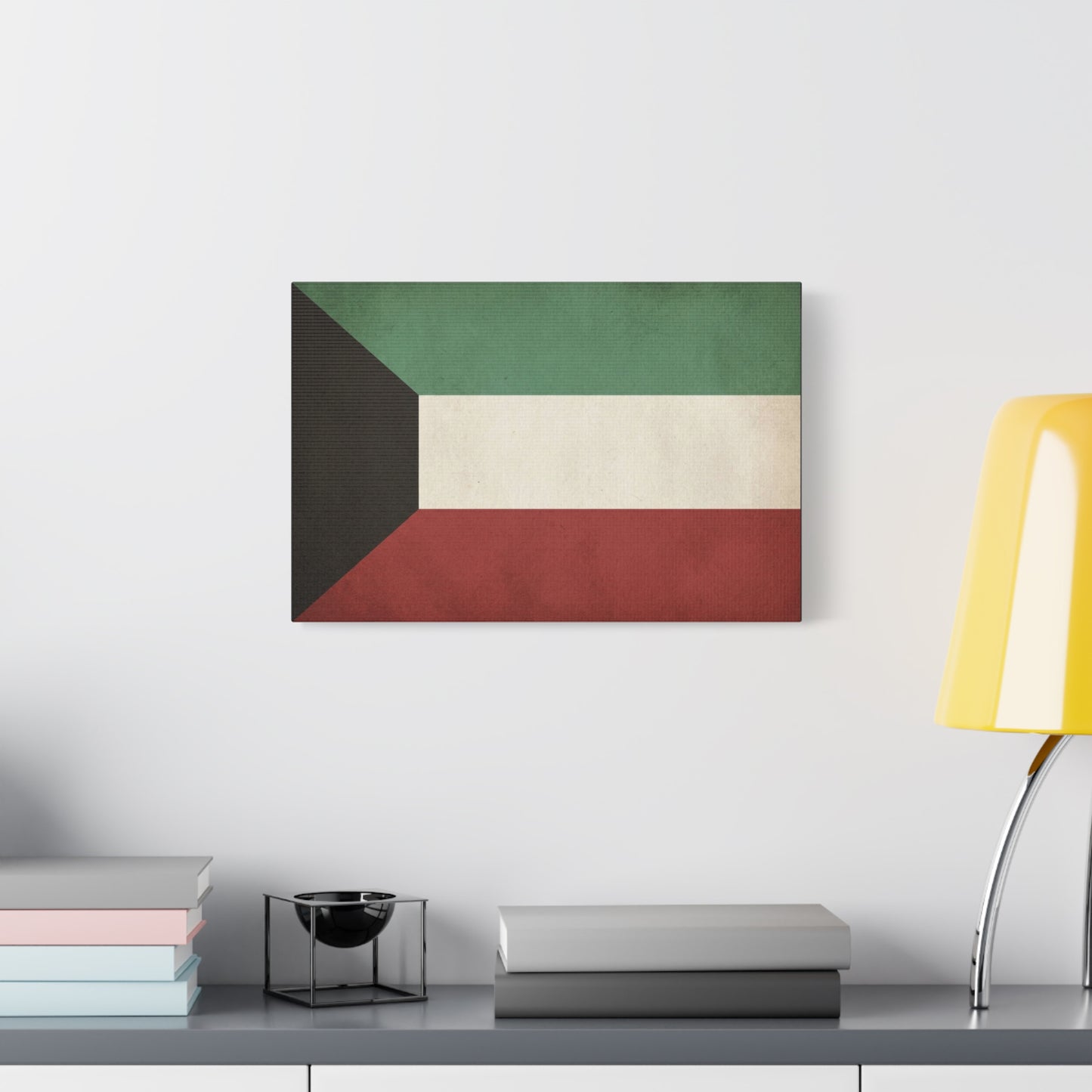 Kuwait Flag Canvas Wall Art - Vintage National Banner Print, Geometric Color Block Design - Matte Canvas Decor - Living Room Wall Decor, Office Art, Dorm Accent Style - Bedroom Home Decoration