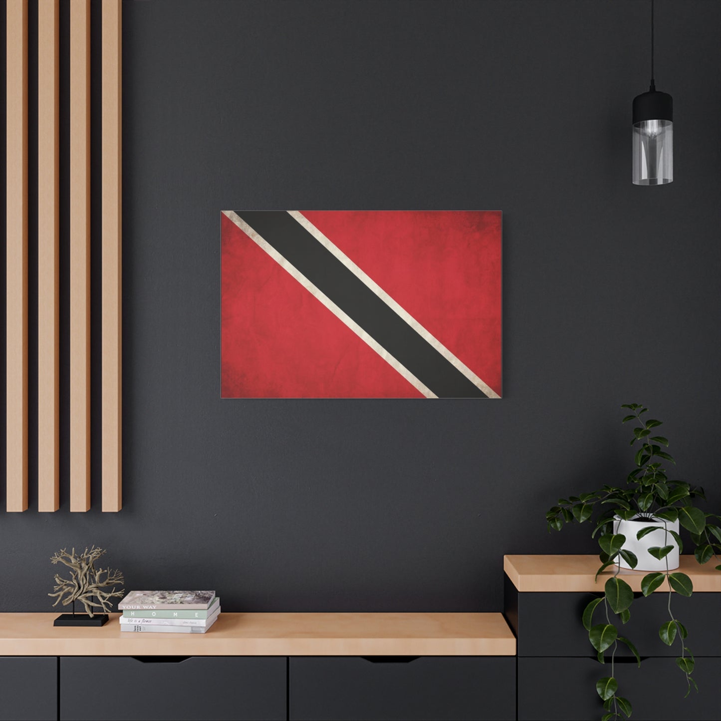 Trinidad And Tobago Flag Canvas Wall Art - Vintage National Pride Decor, Red Black White Graphic Print - Cultural Heritage Style - Living Room Wall Decor - Bedroom Home Decoration - Ready to Hang