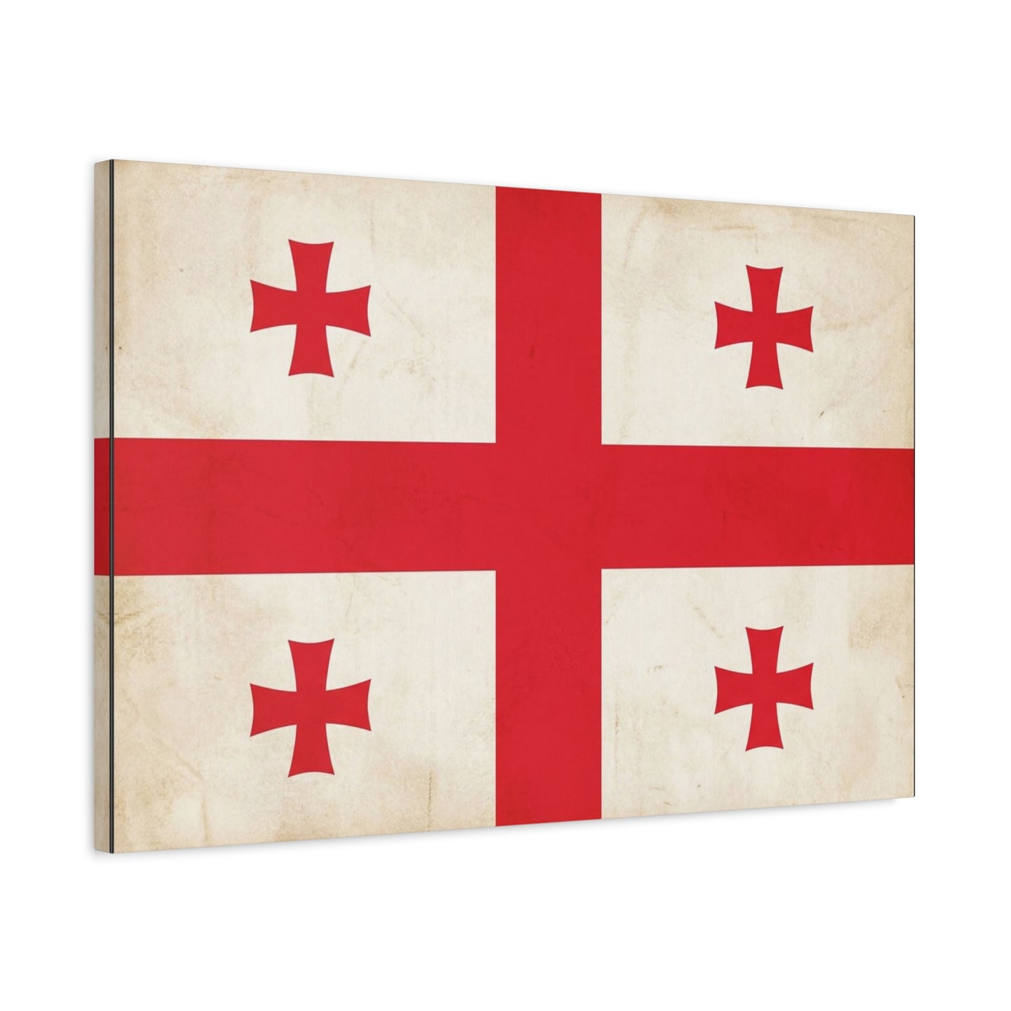 Georgia Flag Canvas Wall Art - Vintage Georgian Cross Flag Print, Patriotic Heritage Decor - Matte Cotton Artwork - Living Room Wall Decor, Office Accent - Bedroom Home Decoration - Ready to Hang