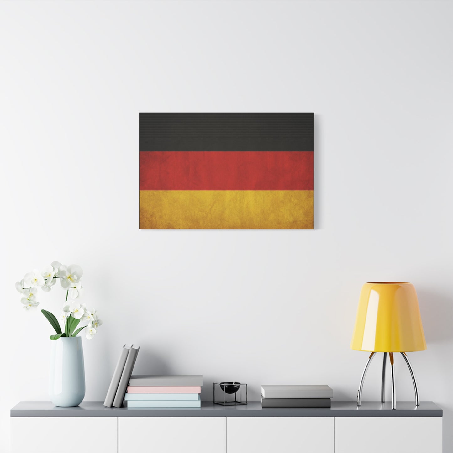 German Flag Canvas Wall Art - Vintage Germany Pride Decor, Black Red Gold Horizontal Banner Print - Rustic Textured Style, Living Room Wall Decor, Office Art - Bedroom Home Decoration - Ready to Hang