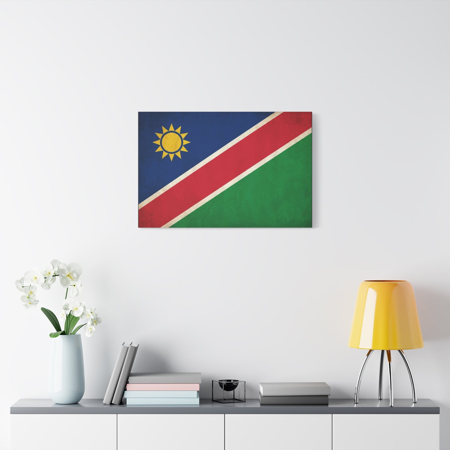 Namibia Flag Canvas Wall Art - Vintage National Pride Decor, Sun Emblem Tricolor Print - Traditional Patriotic Style - Living Room Wall Decor - Bedroom Home Decoration - Bedroom Home Decoration