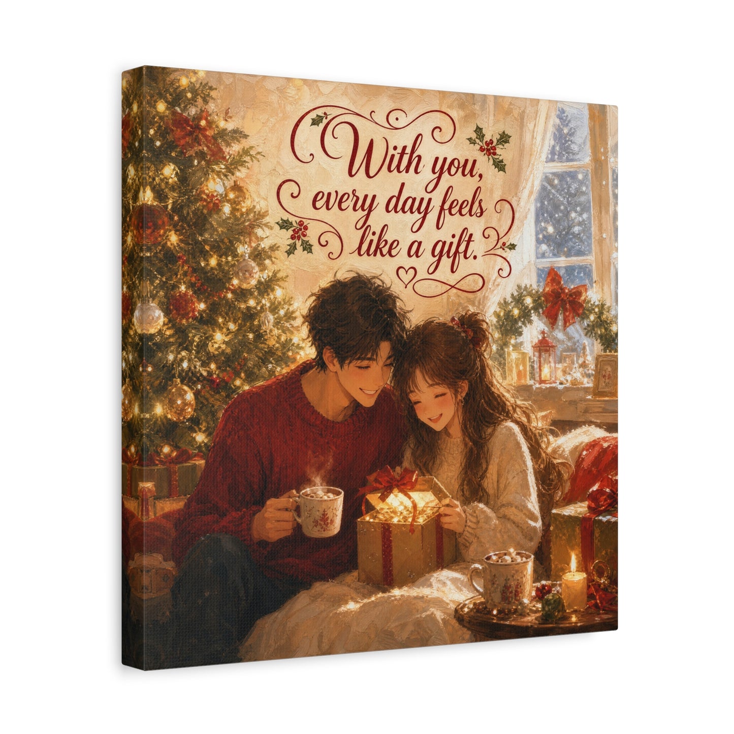 "With You" - Warm Golden Winter Decor - Traditional Quote Print For Bedroom, Living Room - Office Wall Art