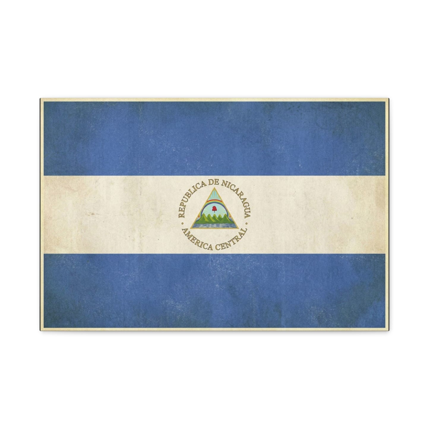 Republica De Nicaragua America Central Flag Canvas Wall Art - Vintage Blue White Country Print - Patriotic Heritage Decor - Living Room Home Decoration - Living Room Wall Decor - Cozy Reading Nook Art