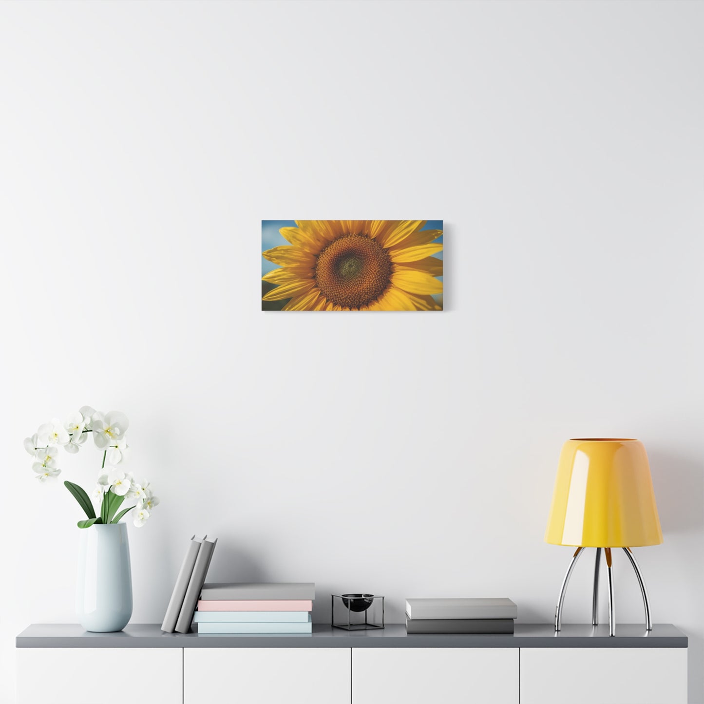 Sunflower Canvas Wall Art - Golden Floral Close Up Print, Blue Sky Botanical Wall Decor - Matte Cotton Art Print - Contemporary Living Room Decoration, Bedroom Home Accent - Bedroom Home Decoration