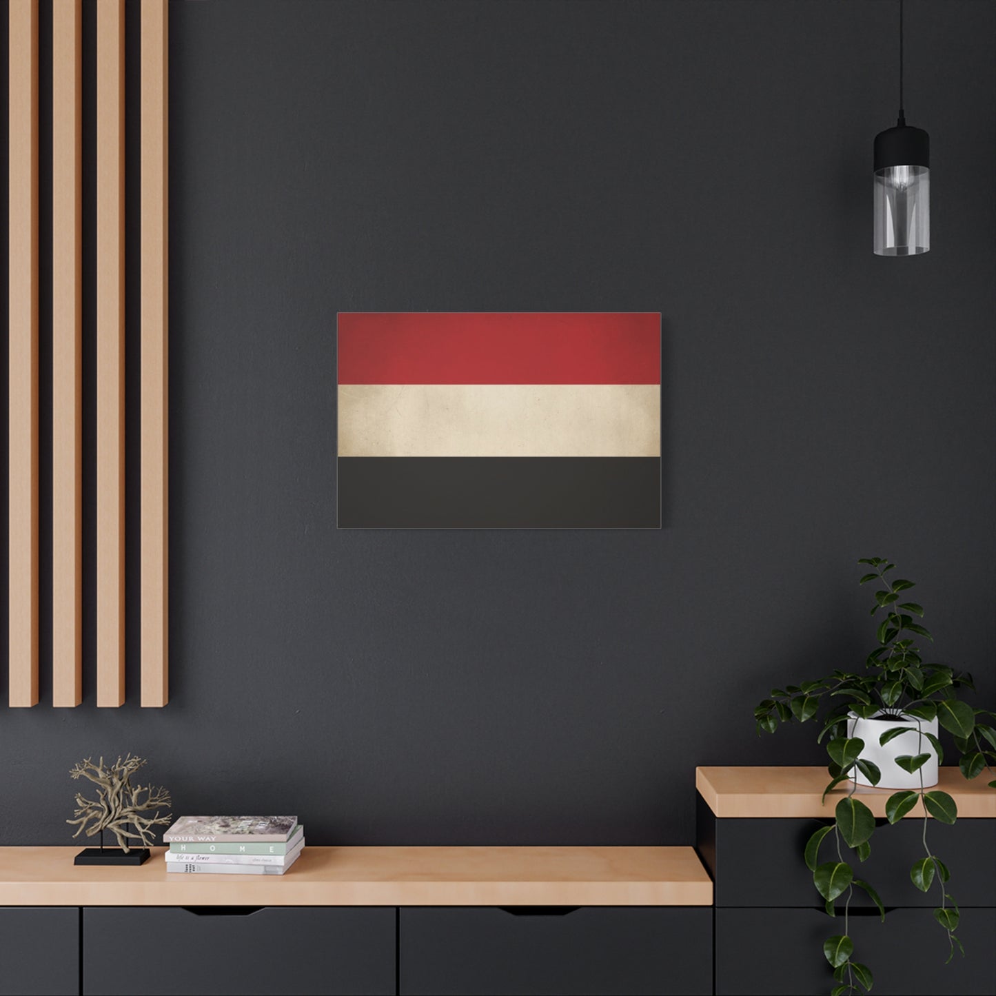 Yemen Flag Canvas Wall Art - Red White Black Horizontal Banner Print - Minimalist Patriotic Artwork - Contemporary Wall Decor For Living Room Bedroom Office Display - Bedroom Home Decoration