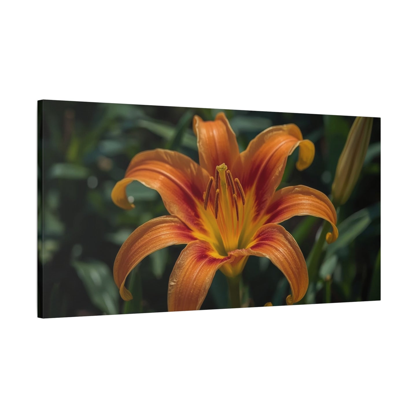 Orange Daylily Canvas Wall Art - Floral Close Up Art Print, Botanical Canvas Print - Matte Cotton Wall Decor - Contemporary Style, Bedroom Home Decoration, Office Art Accent - Modern Farmhouse Style