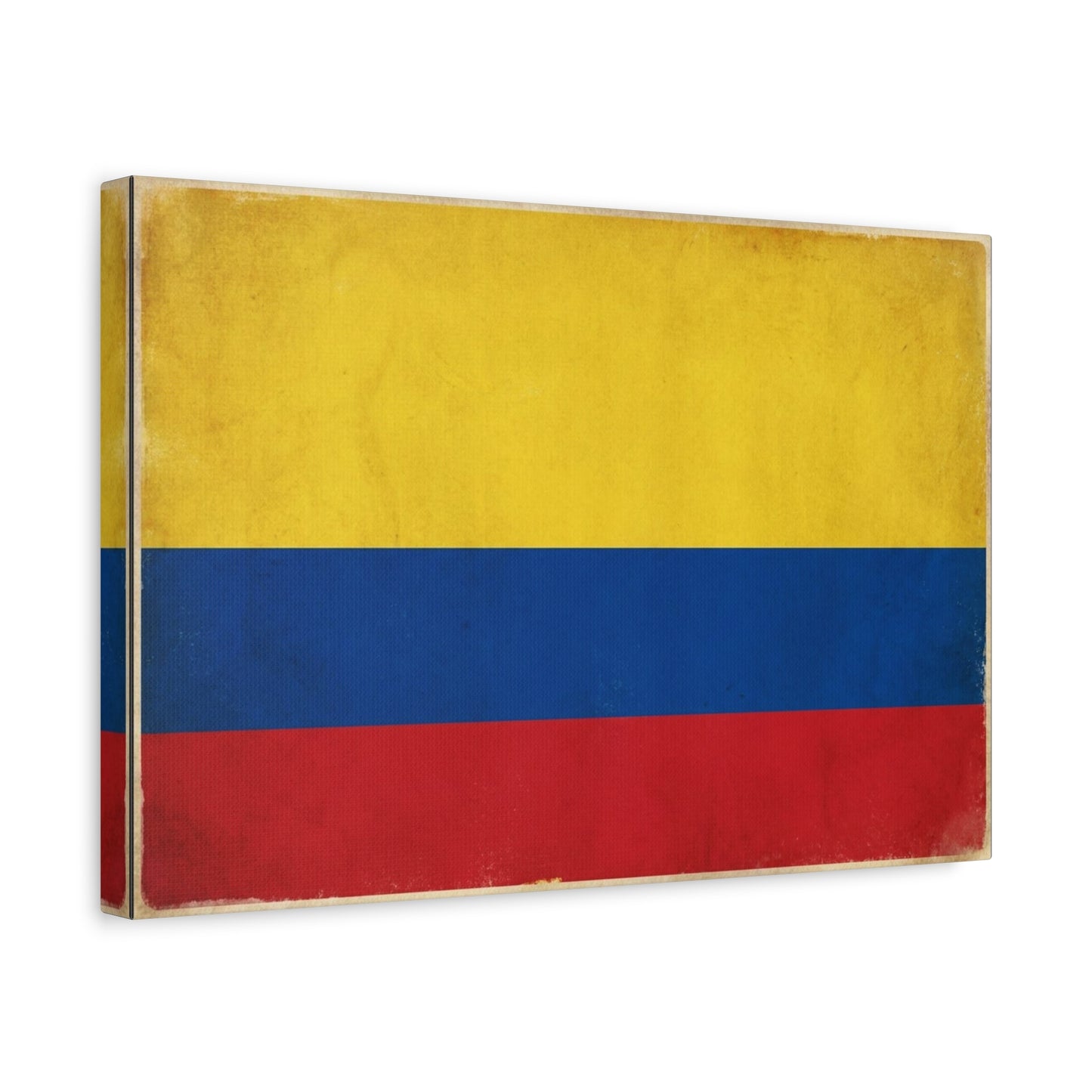 Colombia Flag Canvas Wall Art - Vintage Colombian Flag Print, Patriotic Rustic Decor - Matte Cotton Artwork - Living Room Home Decoration, Office Accent - Living Room Wall Decor - Ready to Hang
