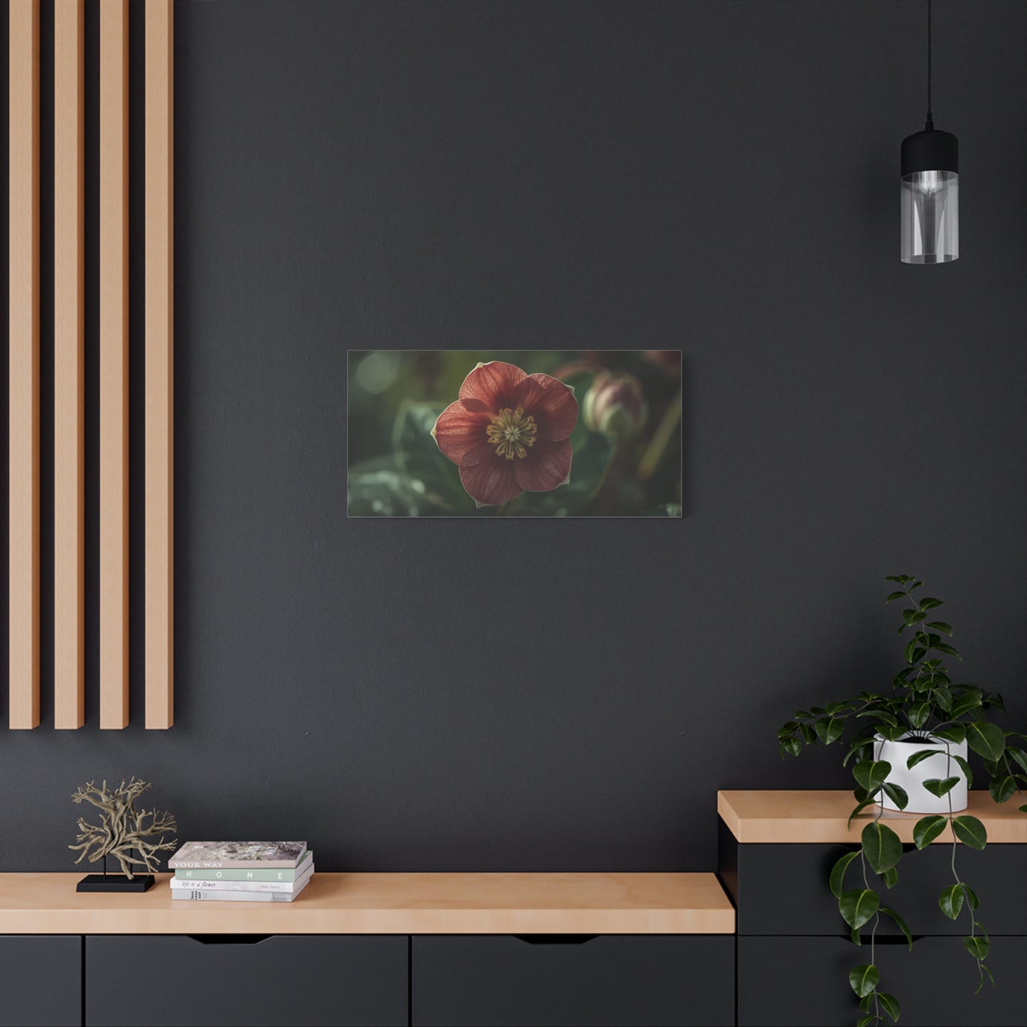 Hellebore Flower Canvas Wall Art - Botanical Floral Art Print, Moody Matte Canvas Print - Traditional Style, Bedroom Wall Decor, Living Room Home Decoration, Office Art - Bedroom Home Decoration