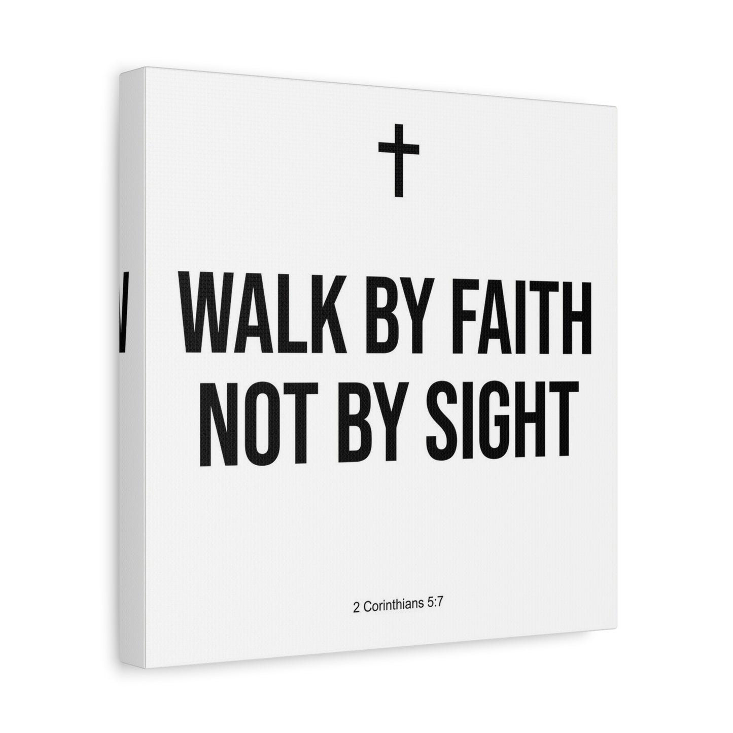 "Walk By Faith Not By Sight" Christian Canvas Wall Art - 2 Corinthians 5:7 Cross Scripture Print - Black And White Minimalist Typography Decor - Living Room Bedroom Office Home Decoration
