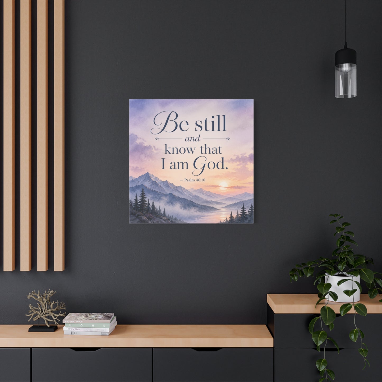"Be Still And Know That I Am God. - Psalm 46:10" Scripture Canvas Wall Art - Mountain Sunrise Bible Verse Decor - Traditional Christian Home Accent - Bedroom Living Room Decoration - Office Wall Art
