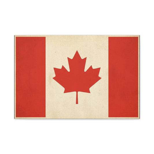 Canadian Flag Canvas Wall Art - Vintage Red Maple Leaf Patriotic Print, Rustic Neutral Texture, Canada Pride Decor, Living Room Wall Decor, Bedroom Home Decoration, Dorm Accent - Ready to Hang