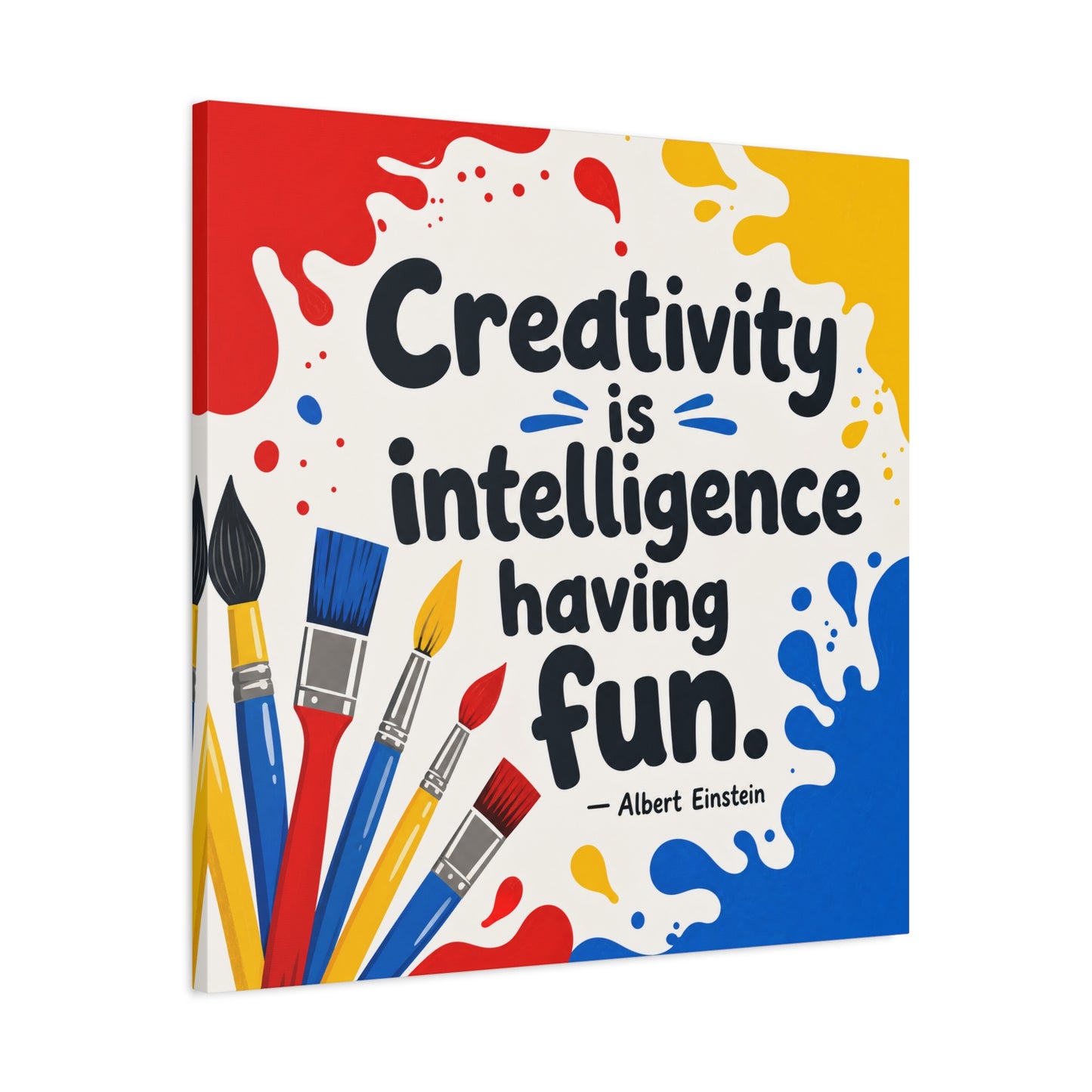 "Creativity Is Intelligence Having Fun." Albert Einstein Canvas Wall Art - Colorful Quote Print, Classroom Decor, Teacher Office Wall Hanging, Kids Playroom Home Decoration - Bedroom Home Decoration
