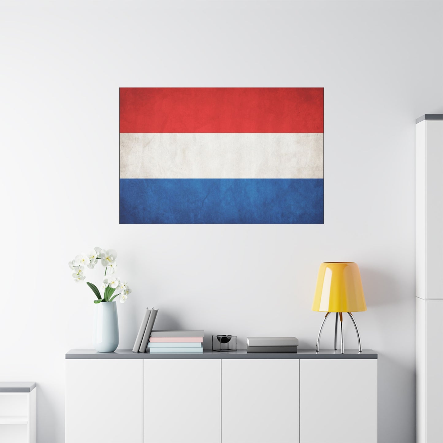 Netherlands Flag Canvas Wall Art - Dutch Tricolor Country Pride Decor, Vintage Style Cotton Print - Living Room Wall Decor, Office Accent - Bedroom Home Decoration - Bedroom Home Decoration