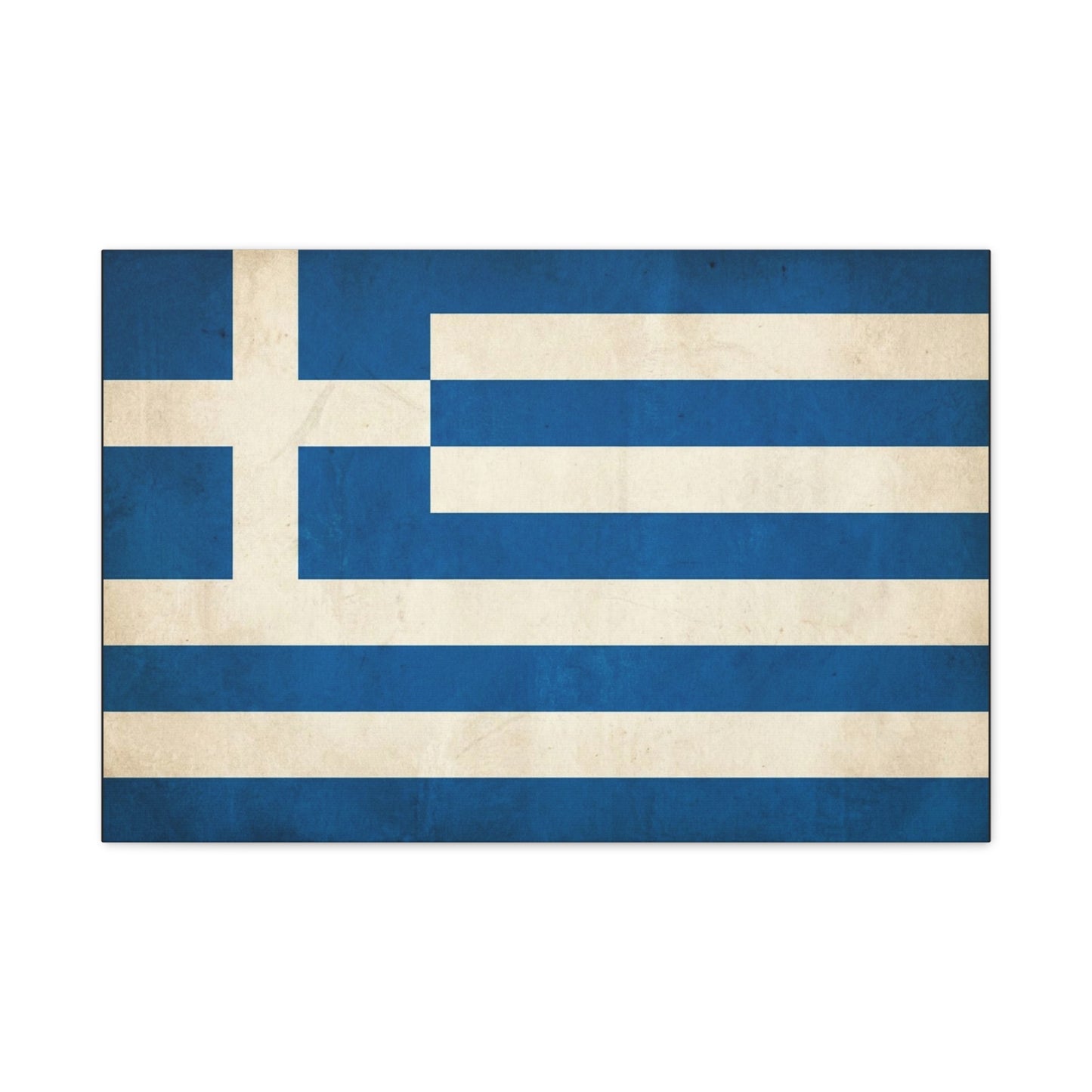 Greek Flag Canvas Wall Art - Vintage Greece National Banner Print, Blue And White Hellenic Stripe Design - Rustic Patriotic Decor - Living Room Wall Decor - Bedroom Home Decoration - Ready to Hang