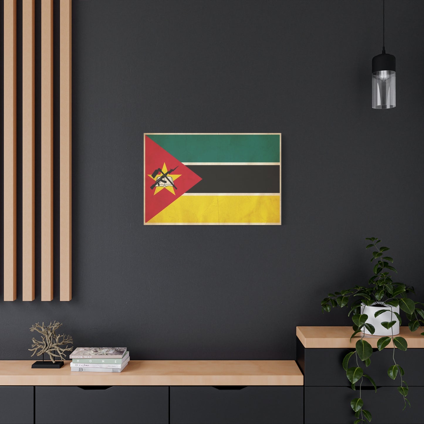 Mozambique Flag Canvas Wall Art - Vintage National Banner Print, Patriotic Home Decor, Cultural Wall Hanging, Living Room Decoration, Office Accent - Bedroom Home Decoration - Modern Farmhouse Style