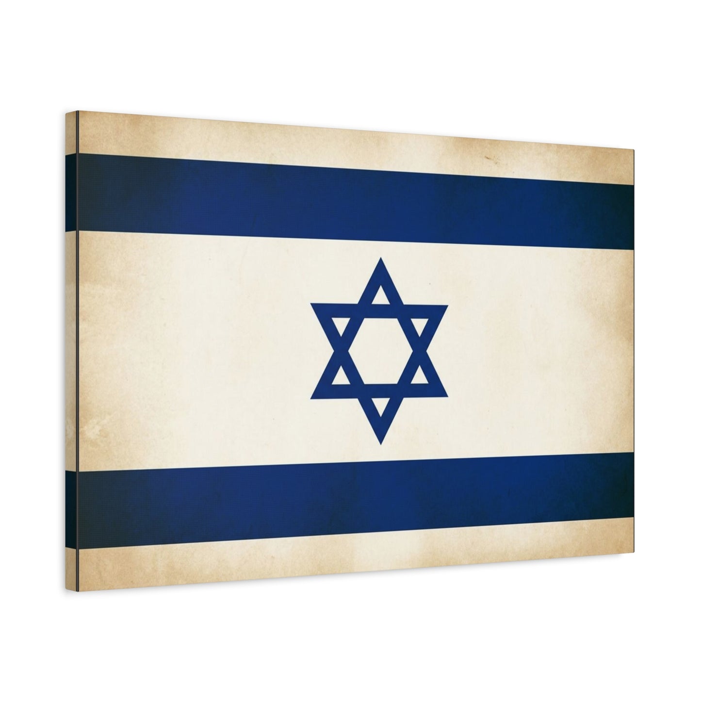 Israel Flag Canvas Wall Art - Vintage Blue And White Star Of David Decor - Matte Minimalist Jewish Home Decoration - Living Room Wall Decor, Bedroom Accent - Bedroom Home Decoration - Ready to Hang