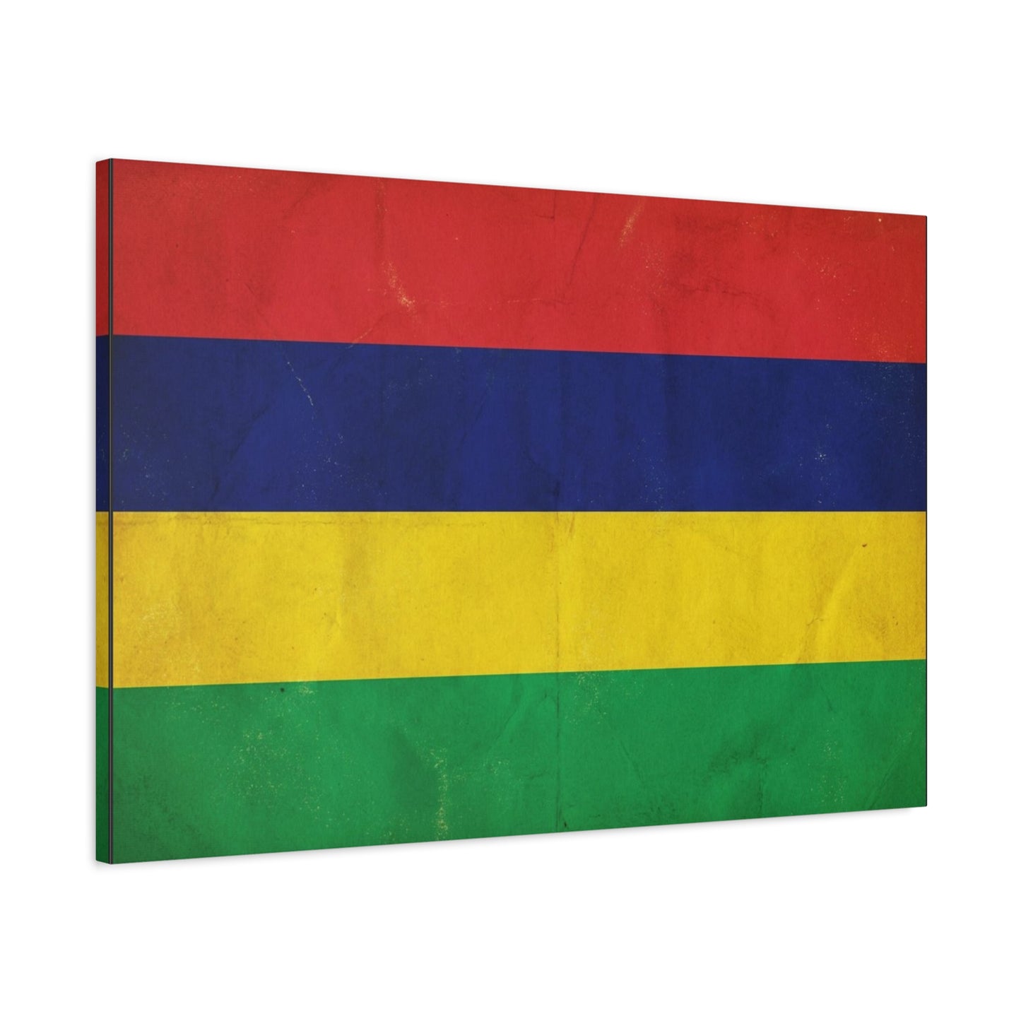 Mauritius Flag Canvas Wall Art - Vintage Country Pride Decor, Colorful Tricolor Banner Print - Traditional Style, Living Room Wall Decor, Bedroom Home Decoration - Ready to Hang - Ready to Hang