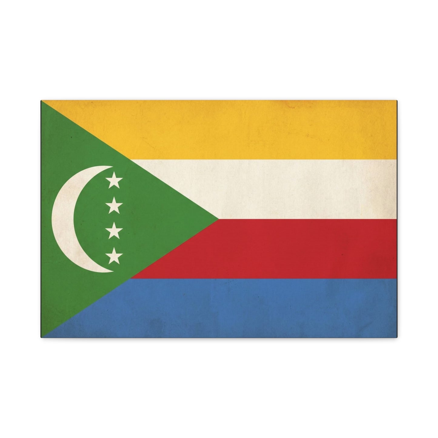 Comoros Flag Canvas Wall Art - Crescent And Four Stars National Print - Vintage Patriotic Decor, Cotton Canvas Wall Hanging - Living Room Home Decoration - Bedroom Home Decoration - Ready to Hang