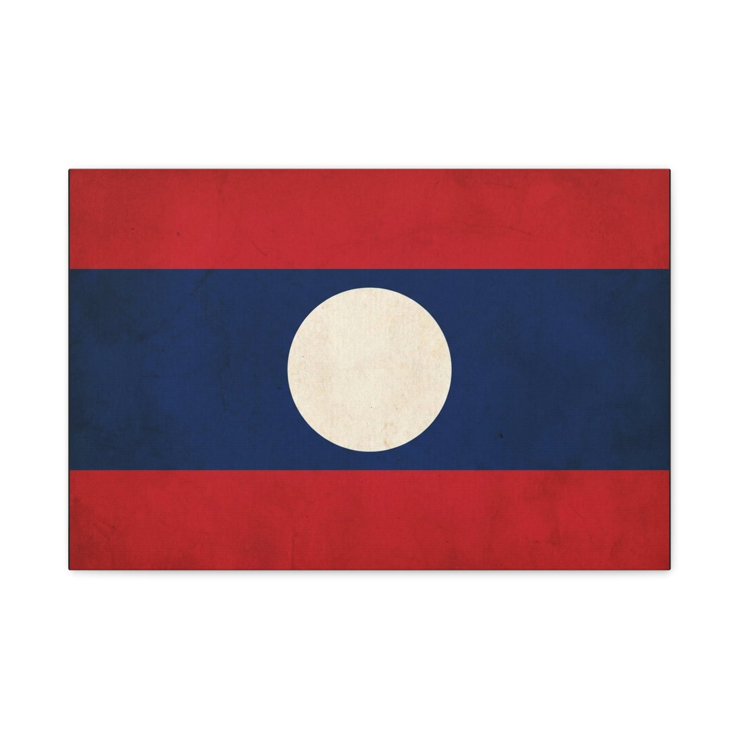 Laos Flag Canvas Wall Art - Vintage Lao National Flag Print, Red Blue White Circle - Minimalist Patriotic Decor - Living Room Home Decoration - Bedroom Home Decoration - Living Room Wall Decor