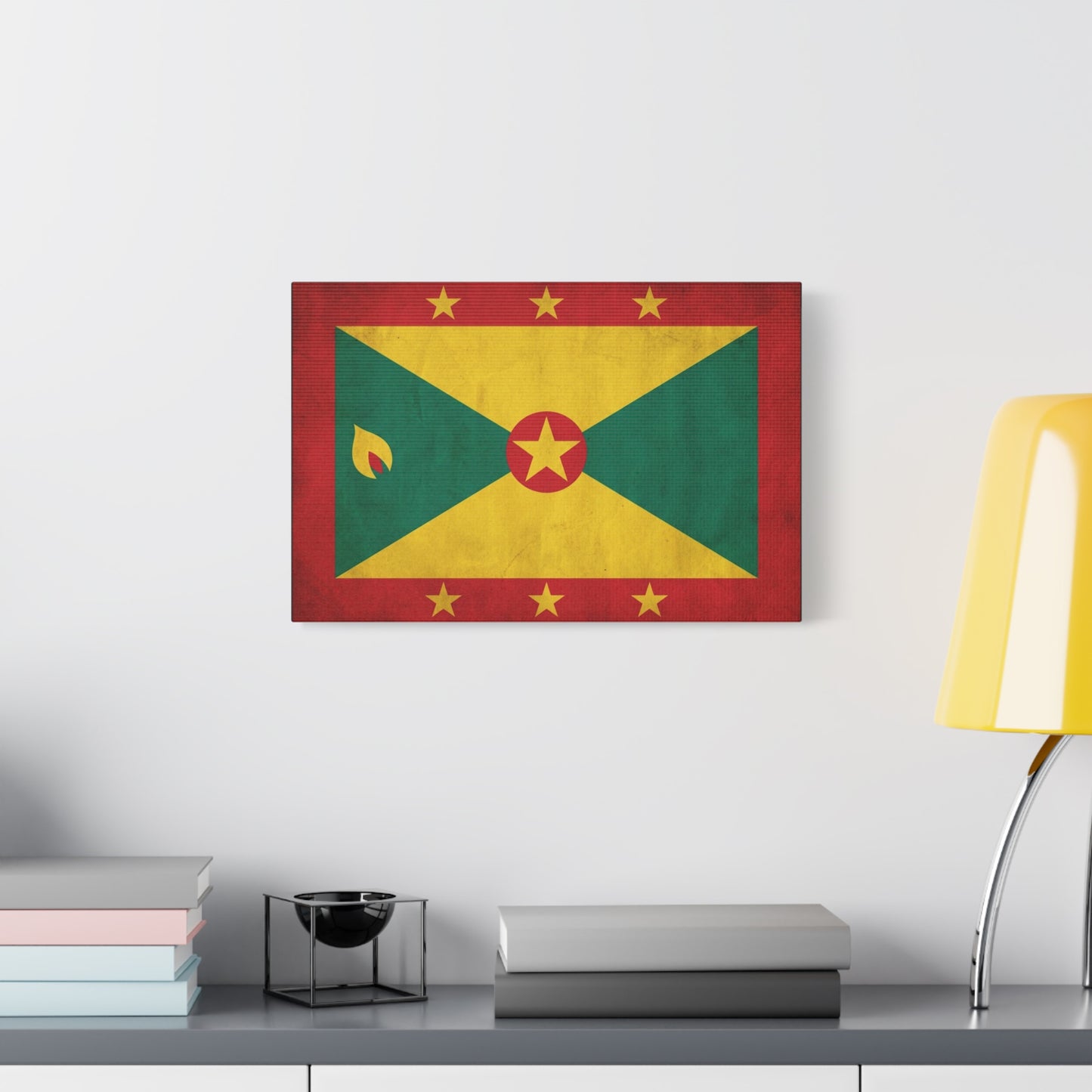 Grenada Flag Canvas Wall Art - Vintage Caribbean Nation Print, Rustic Patriotic Home Accent, Cultural Heritage Artwork, Living Room Decoration, Office Display - Office Wall Art - Ready to Hang