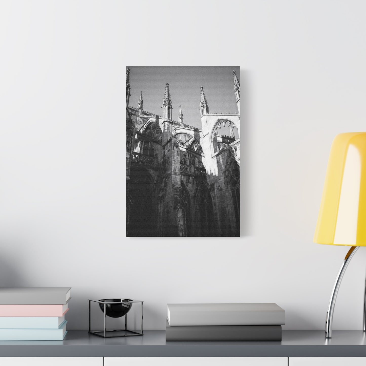 Gothic Cathedral Architecture Canvas Wall Art - Black And White Art Print - Vintage Stone Arches, Spires - Moody Traditional Style - Living Room Wall Decor Office Art - Modern Farmhouse Style