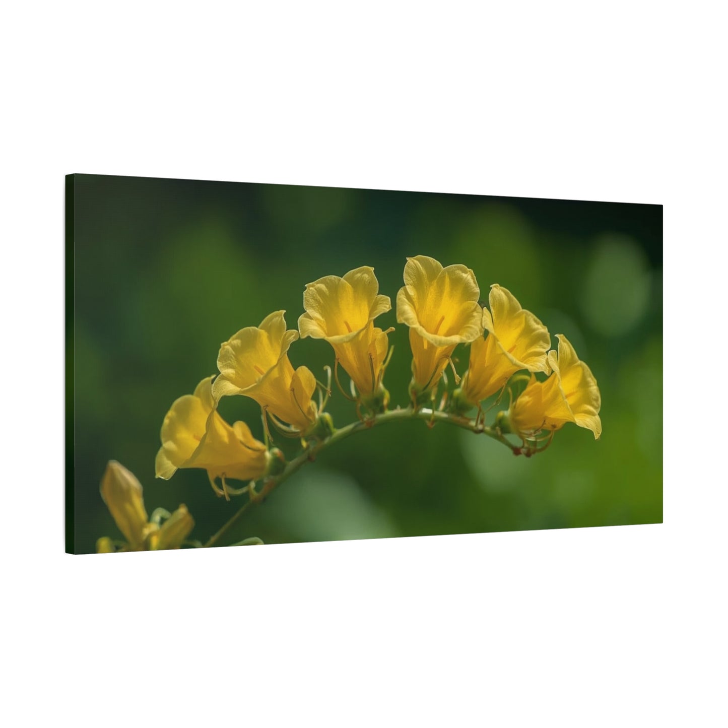 Yellow Trumpet Flower Canvas Wall Art - Botanical Macro Floral Art Print, Matte Cotton Print - Contemporary Nature Style - Bedroom Wall Decor, Living Room Home Accent - Bedroom Home Decoration