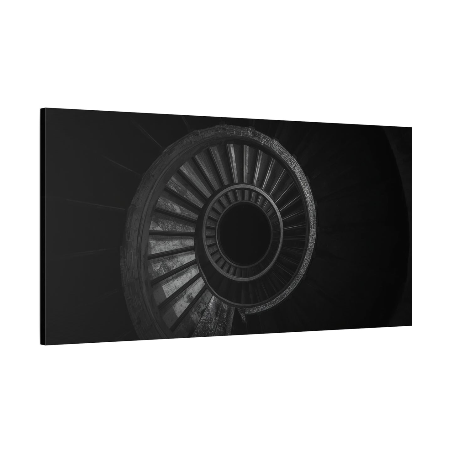 Spiral Staircase Canvas Wall Art - Black And White Architectural Art Print, Modern Minimalist Matte Canvas, Living Room Wall Decor, Office Art, Contemporary Interior Design - Ready to Hang
