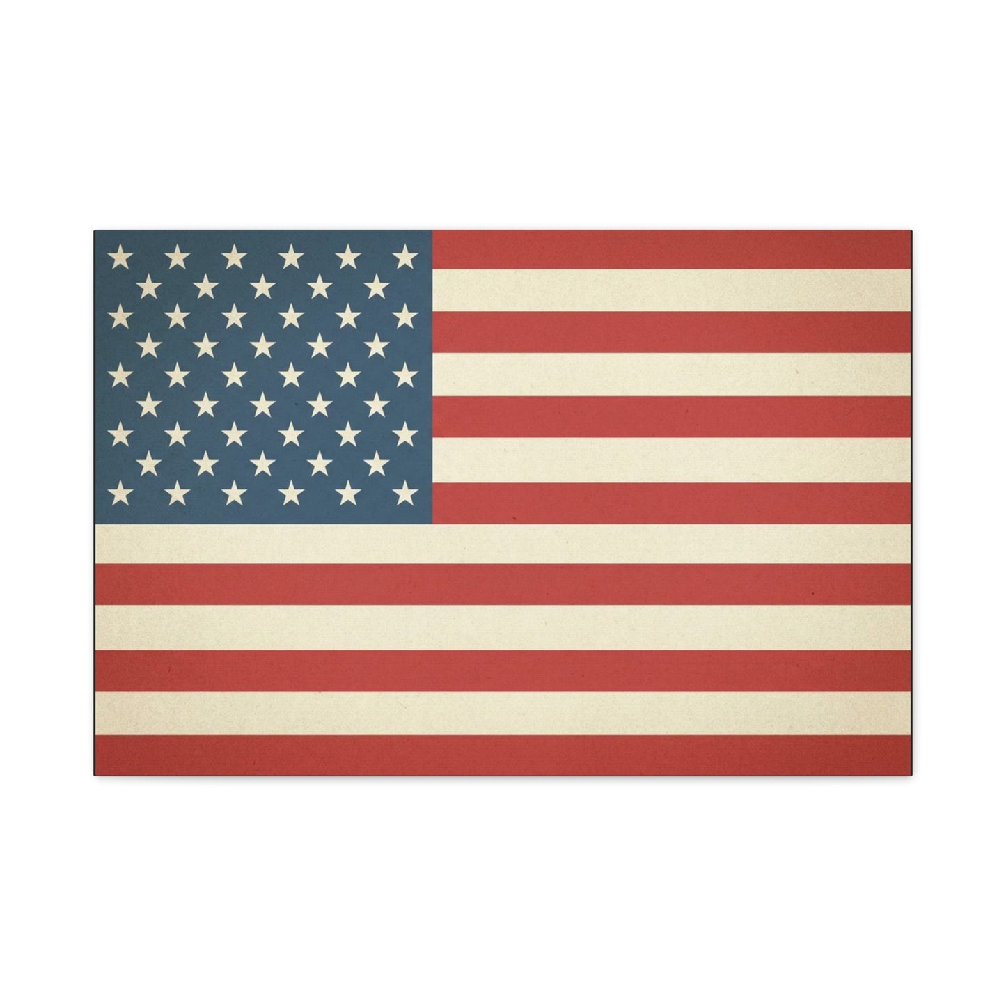Vintage American Flag Canvas Wall Art - Patriotic USA Stars And Stripes Print, Rustic Americana Decor - Matte Cotton Artwork - Living Room Wall Decor - Bedroom Home Decoration - Modern Farmhouse Style