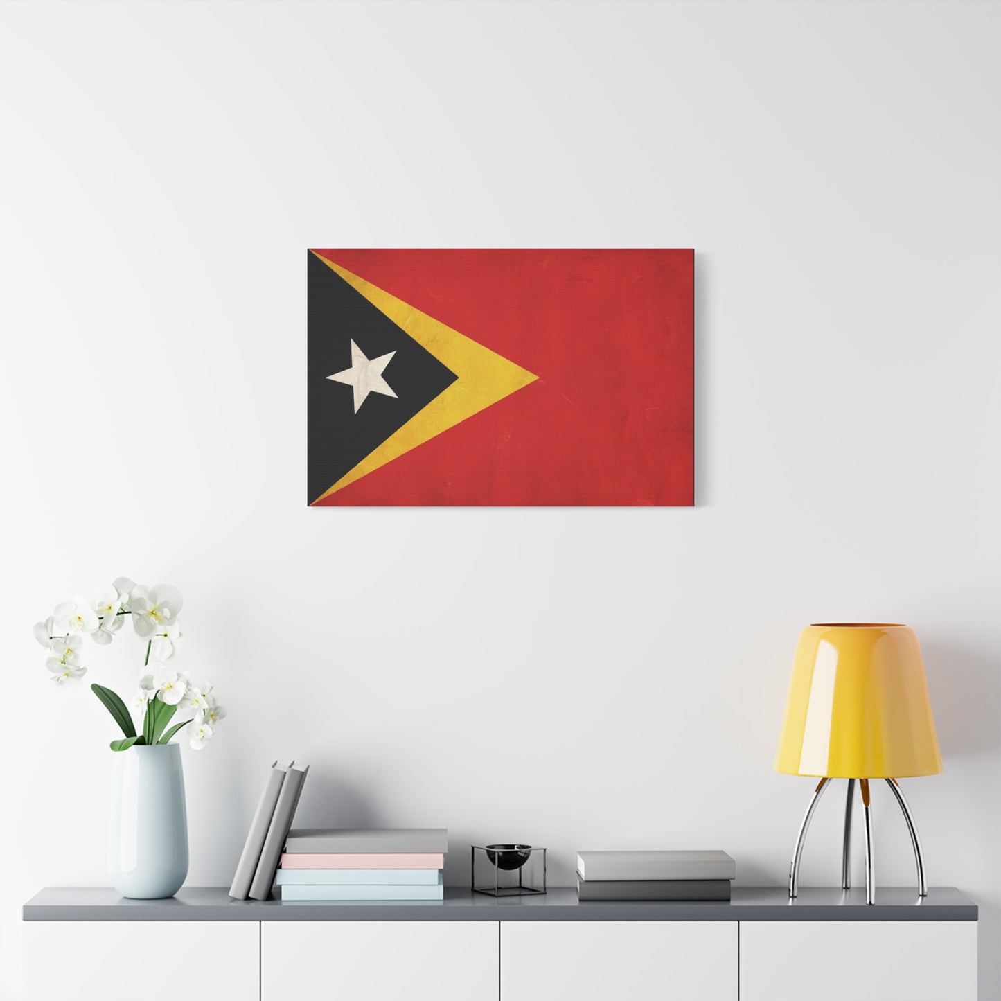 Timor-Leste Flag Canvas Wall Art - East Timor National Pride Decor, Vintage Red Black Yellow Banner Print - Patriotic Traditional Style - Living Room Wall Decor - Bedroom Home Decoration