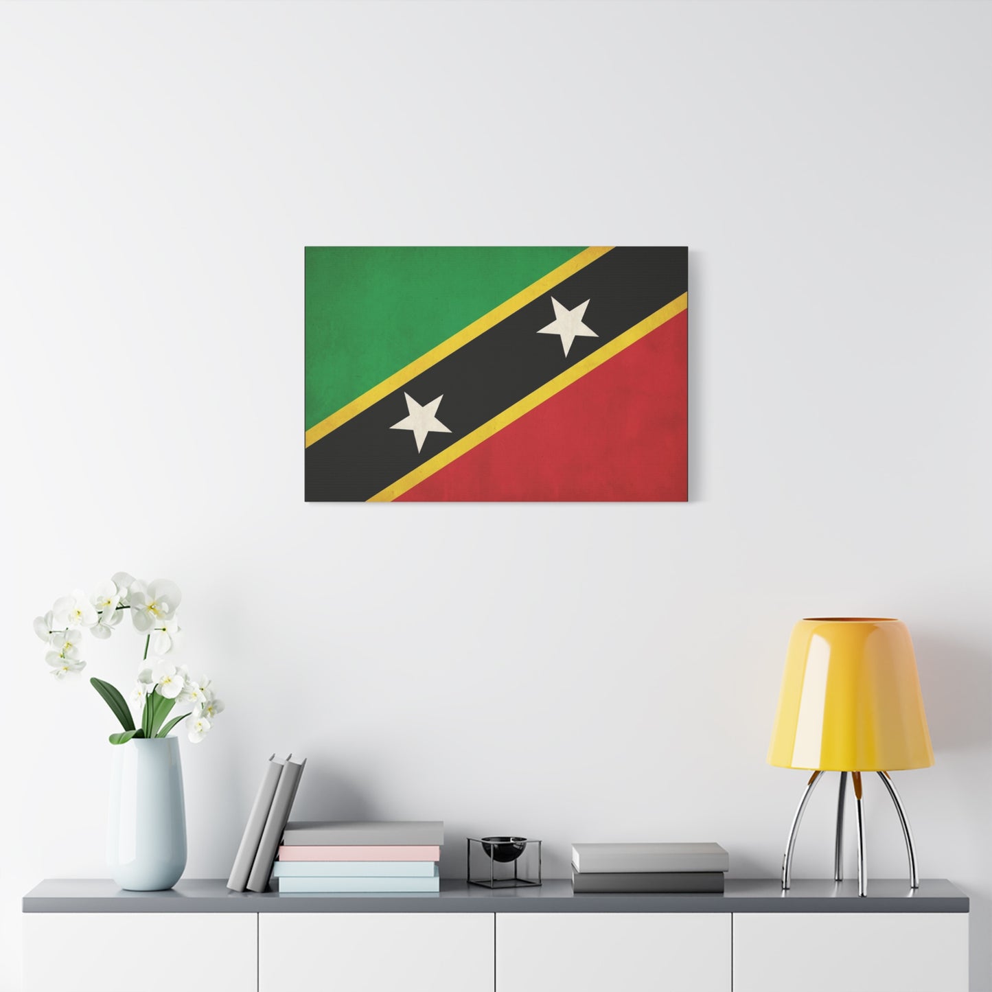 Saint Kitts And Nevis Flag Canvas Wall Art - Caribbean Pride Decor, Vintage National Banner Print - Bold Graphic Style, Living Room Wall Decor, Bedroom Home Decoration - Bedroom Home Decoration