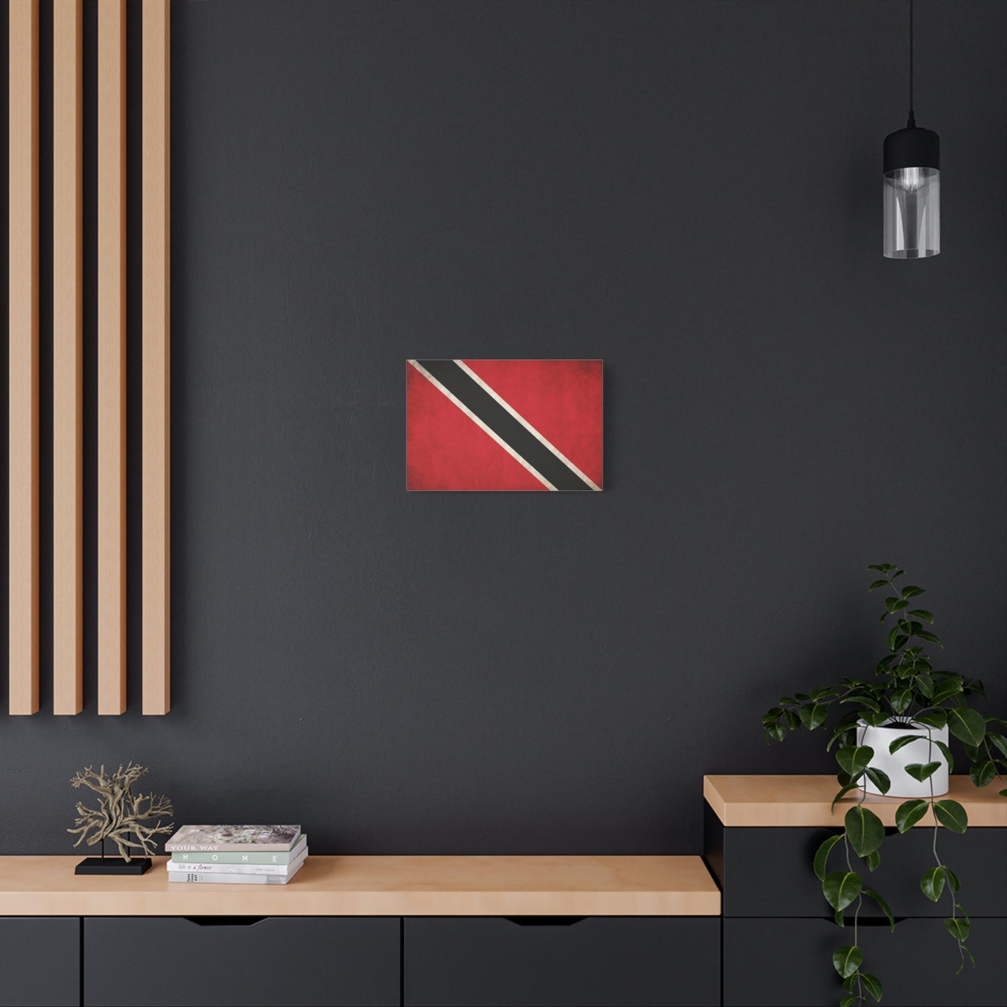 Trinidad And Tobago Flag Canvas Wall Art - Vintage National Pride Decor, Red Black White Graphic Print - Cultural Heritage Style - Living Room Wall Decor - Bedroom Home Decoration - Ready to Hang