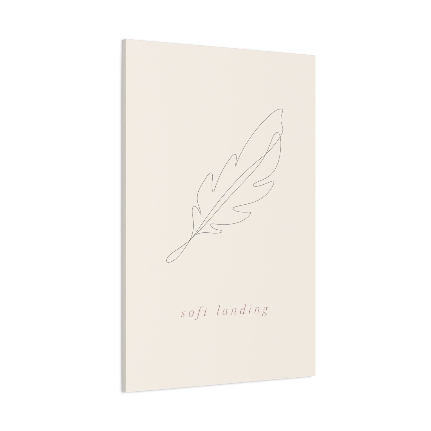 "Soft Landing" Feather Canvas Wall Art - Minimalist Line Drawing, Neutral Beige Cotton Print - Contemporary Bedroom Wall Decor, Nursery Home Decoration, Calming Office Accent - Bedroom Home Decoration