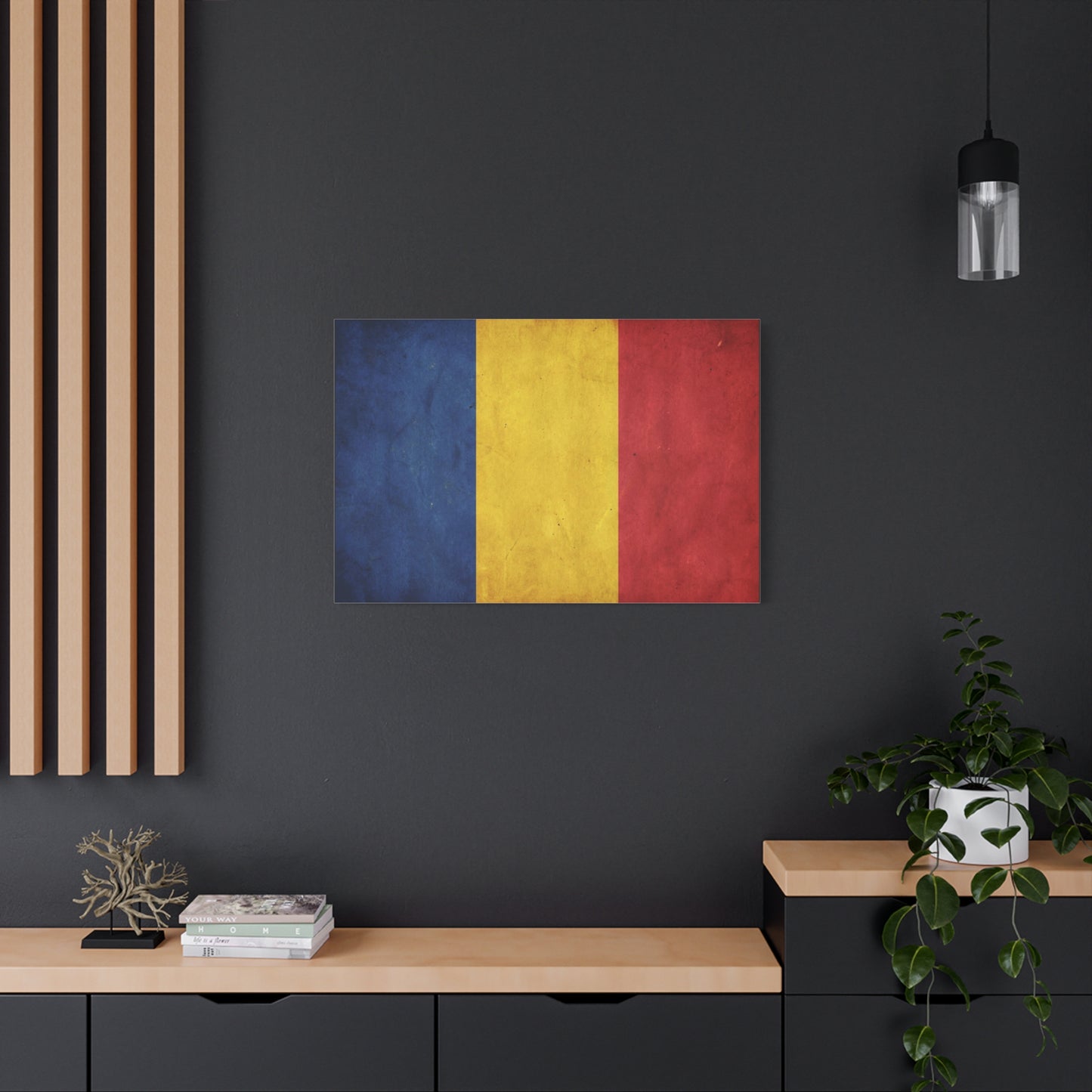 Romania Flag Canvas Wall Art - Vintage Tricolor Country Print, Rustic Patriotic Decor - Textured Cotton Canvas - Living Room Home Decoration, Office Accent - Living Room Wall Decor - Ready to Hang