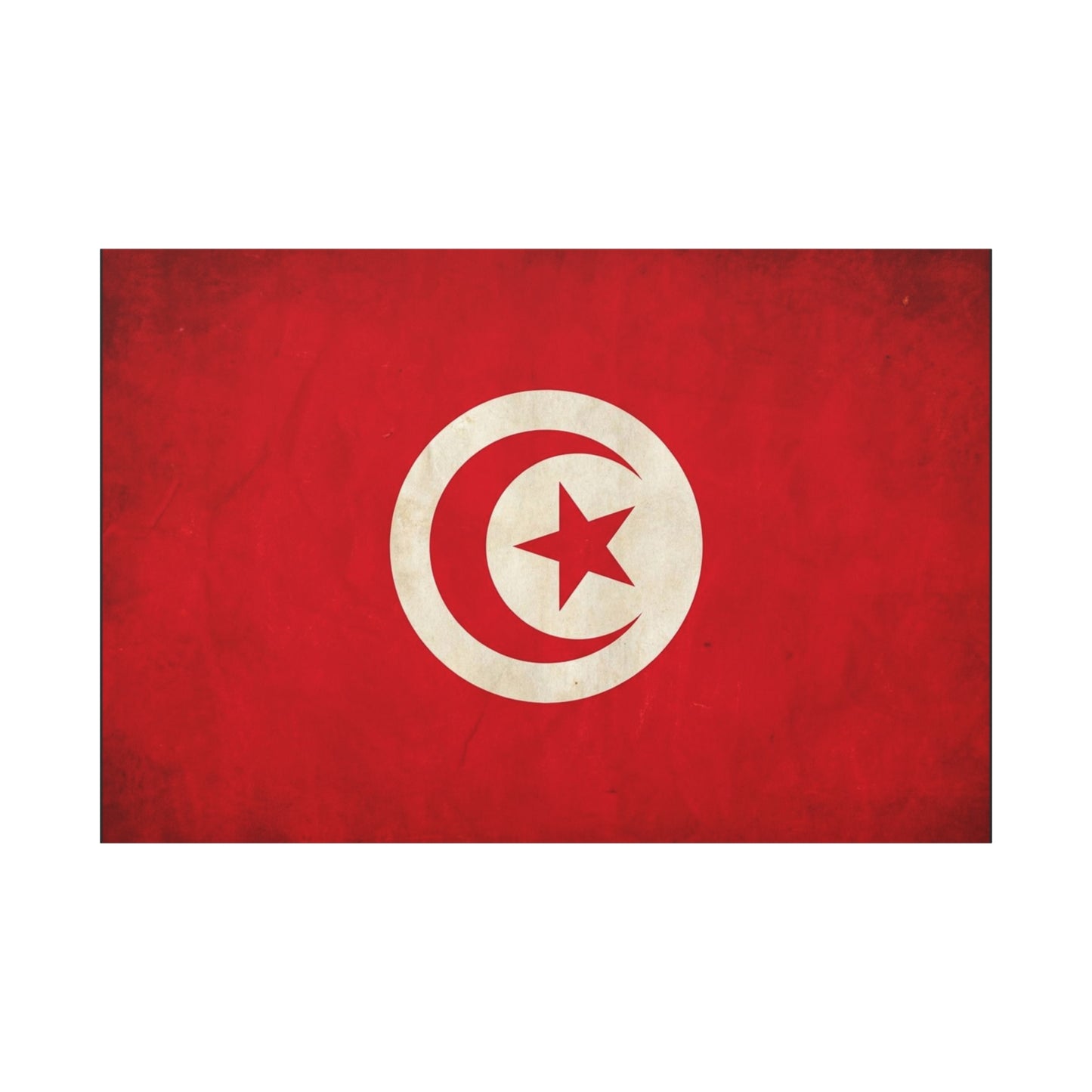 Tunisia Flag Canvas Wall Art - Vintage Red Crescent Star Print, Patriotic Country Decor - Matte Cotton Artwork - Living Room Wall Decor - Bedroom Home Decoration - Bedroom Home Decoration