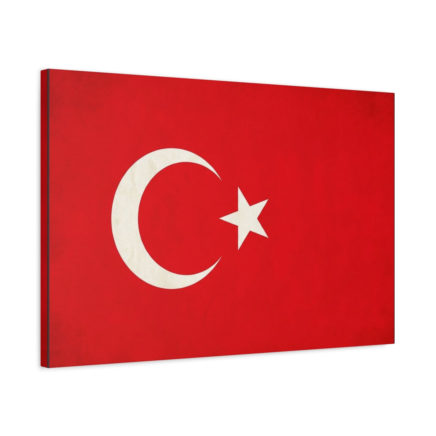 Turkey Flag Canvas Wall Art - Red Crescent Star Turkish Flag Print - Vintage Patriotic Decor, Matte Canvas Print, Living Room Home Decoration, Bedroom Accent - Living Room Wall Decor - Ready to Hang