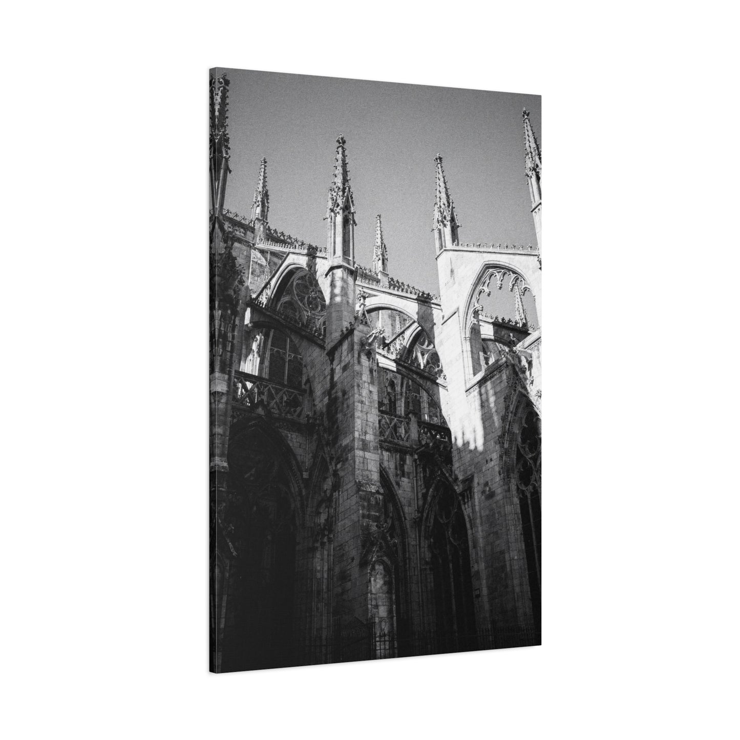 Gothic Cathedral Architecture Canvas Wall Art - Black And White Art Print - Vintage Stone Arches, Spires - Moody Traditional Style - Living Room Wall Decor Office Art - Modern Farmhouse Style