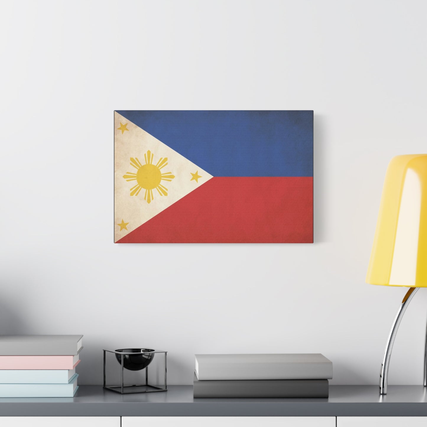 Philippines Flag Canvas Wall Art - Vintage Filipino Pride Decor, Sun And Three Stars Print - Traditional Patriotic Style - Living Room Wall Decor, Bedroom Home Decoration - Bedroom Home Decoration