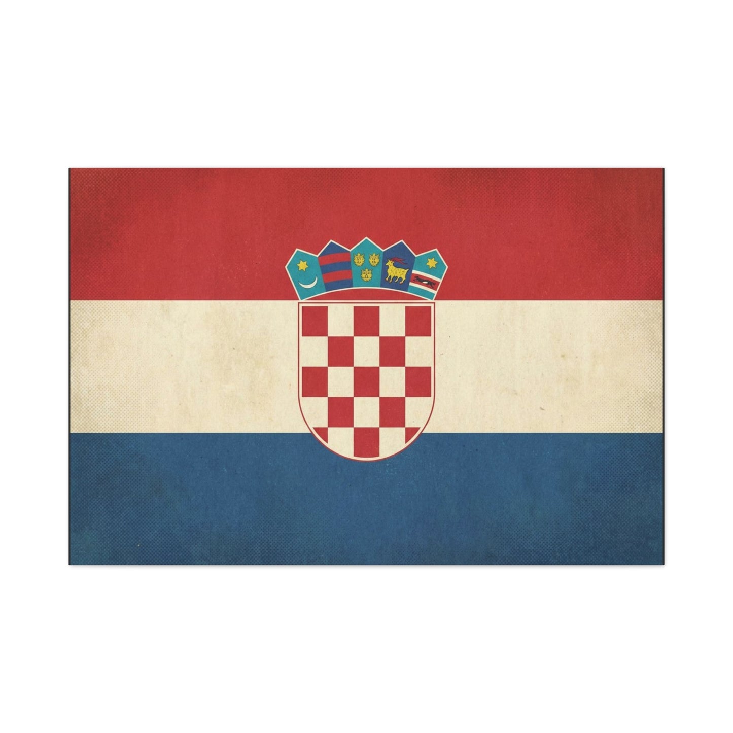 Croatian Flag Canvas Wall Art - Vintage Croatia Coat Of Arms Print, Patriotic Red White Blue Decor - Traditional Style - Living Room Decoration - Living Room Wall Decor - Bedroom Home Decoration