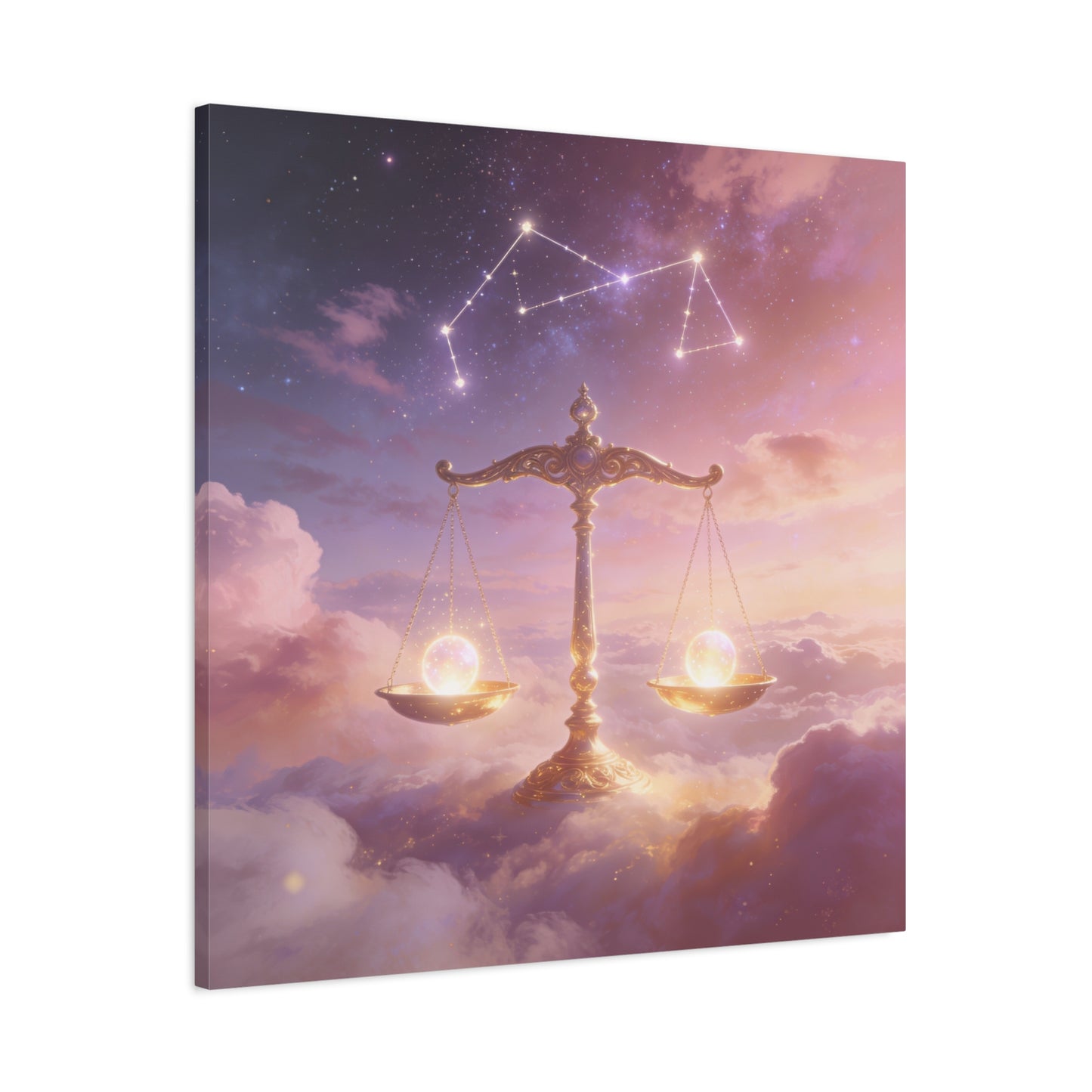 Libra Zodiac Canvas Wall Art - Celestial Scales, Pink Purple Sky, Astrology Decor - Dreamy Matte Canvas Print - Bedroom Wall Decor, Meditation Space Accent, Office Art - Bedroom Home Decoration