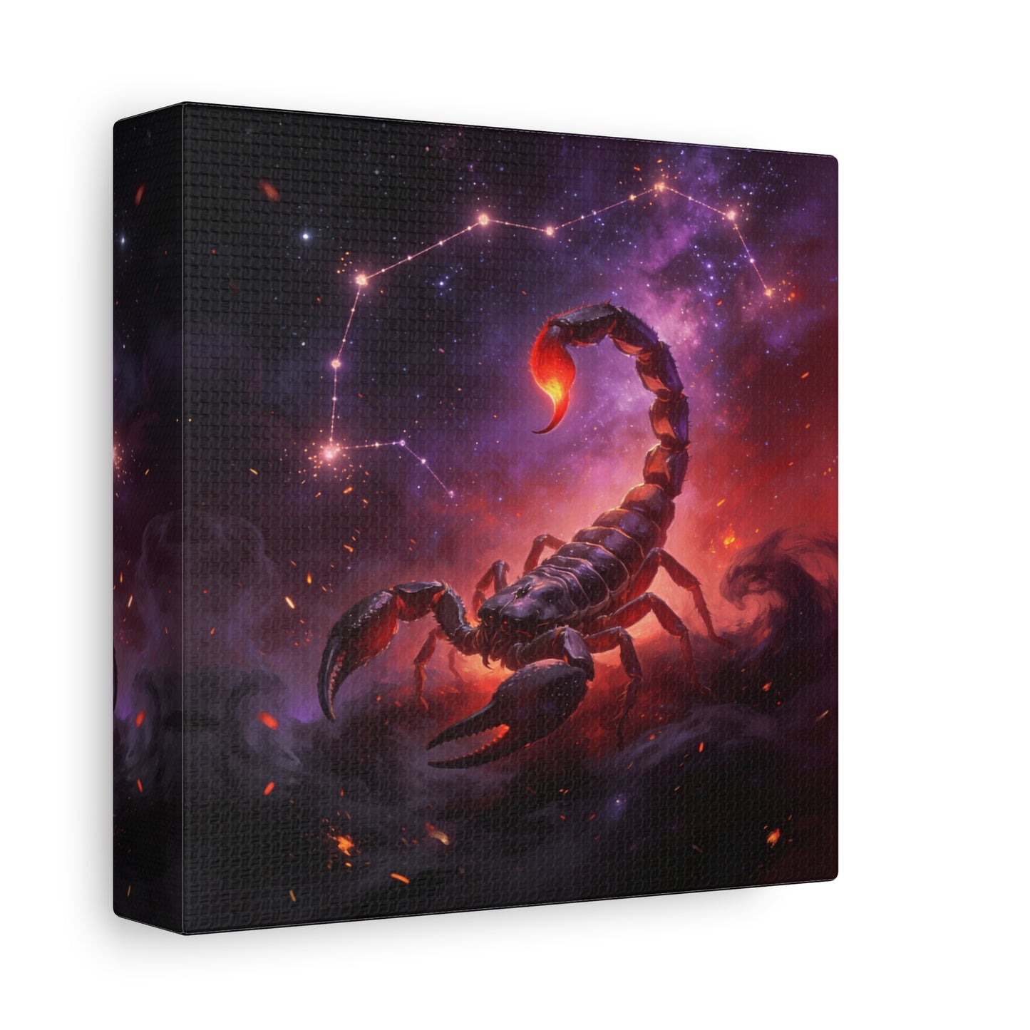 Scorpio Zodiac Canvas Wall Art - Celestial Scorpion Constellation Galaxy Print, Fiery Purple Space Illustration - Matte Canvas Decor - Bedroom Wall Hanging, Dorm Room Accent - Bedroom Home Decoration