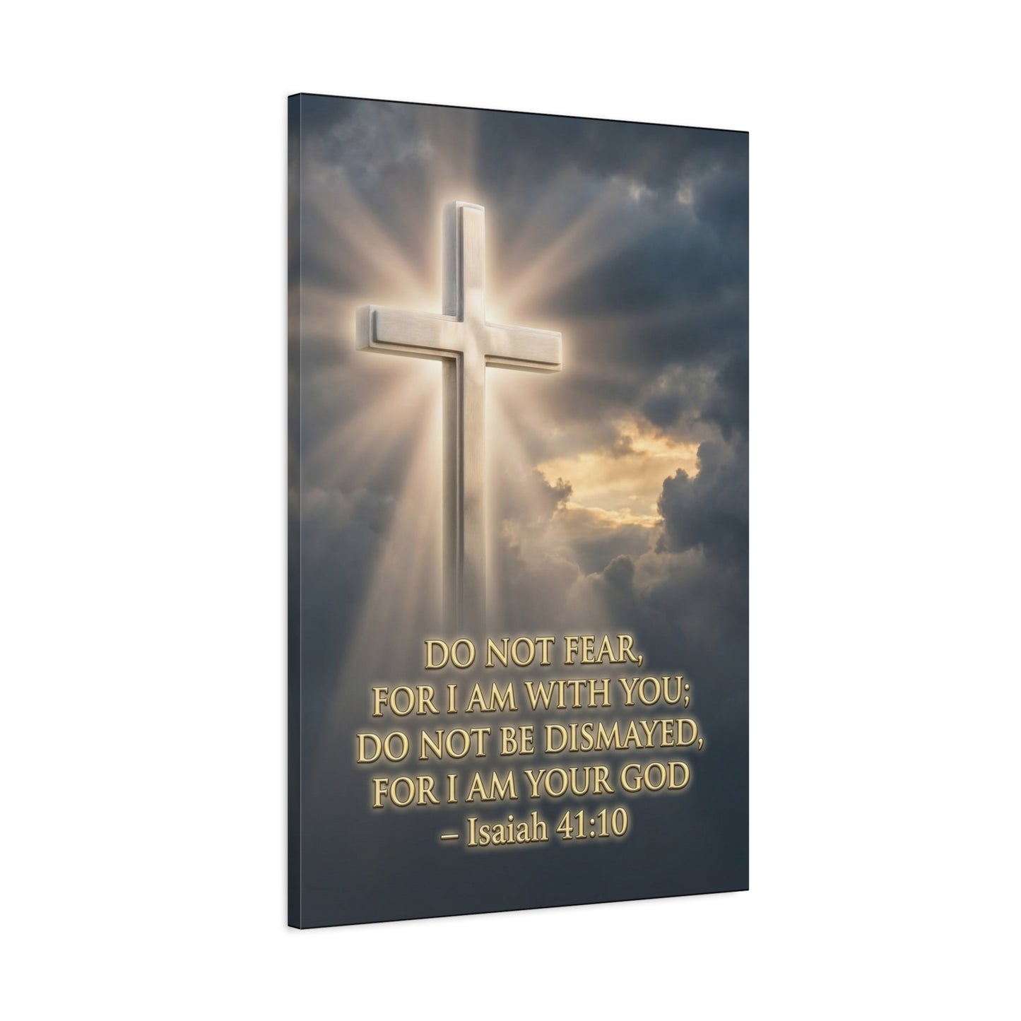 "Do Not Fear, For I Am With You" Cross Canvas Wall Art - Isaiah 41:10 Scripture Print, Glowing Christian Wall Decor, Traditional Faith Home Accent, Bedroom Living Room Office - Bedroom Home Decoration