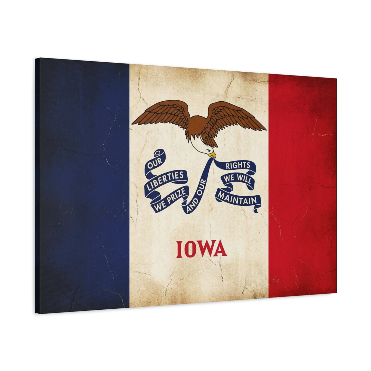 Iowa State Flag Canvas Wall Art - "Our Liberties We Prize And Our Rights We Will Maintain" Eagle Print - Vintage Patriotic Decor - Living Room Wall Decor, Office Art - Bedroom Home Decoration