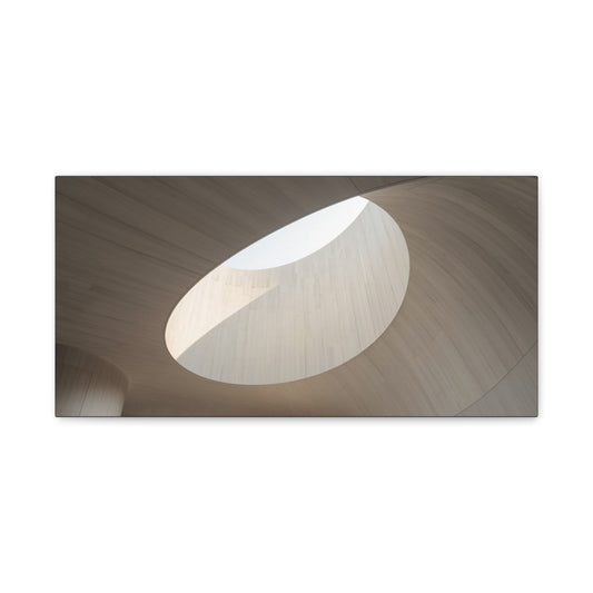 Minimalist Skylight Architecture Canvas Wall Art - Curved Ceiling Oculus Art Print - Neutral Matte Canvas Print - Contemporary Living Room Wall Decor, Bedroom Home Decoration - Modern Farmhouse Style
