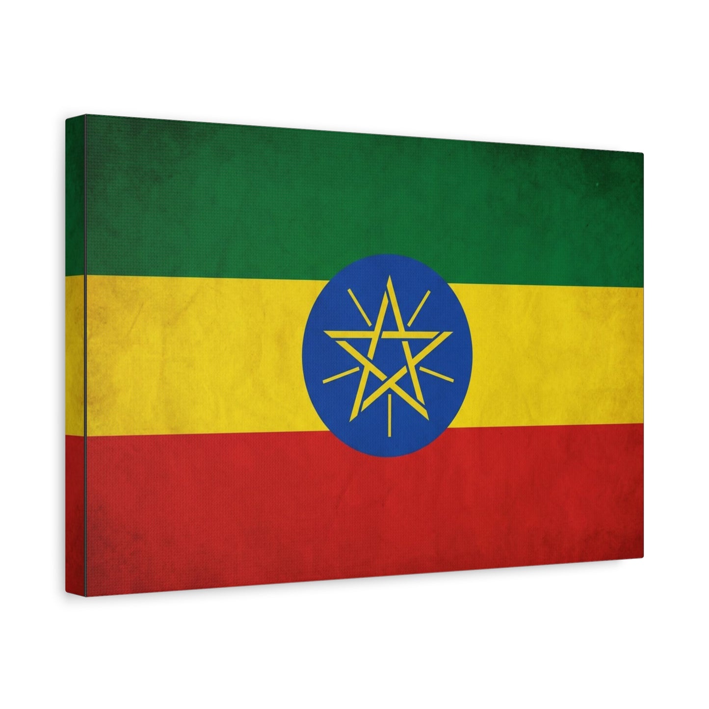Ethiopian Flag Canvas Wall Art - Ethiopia Pride Decor, Vintage National Banner Print - Matte Cotton Artwork - Cultural Heritage Style For Living Room, Office, Dorm Display - Living Room Wall Decor