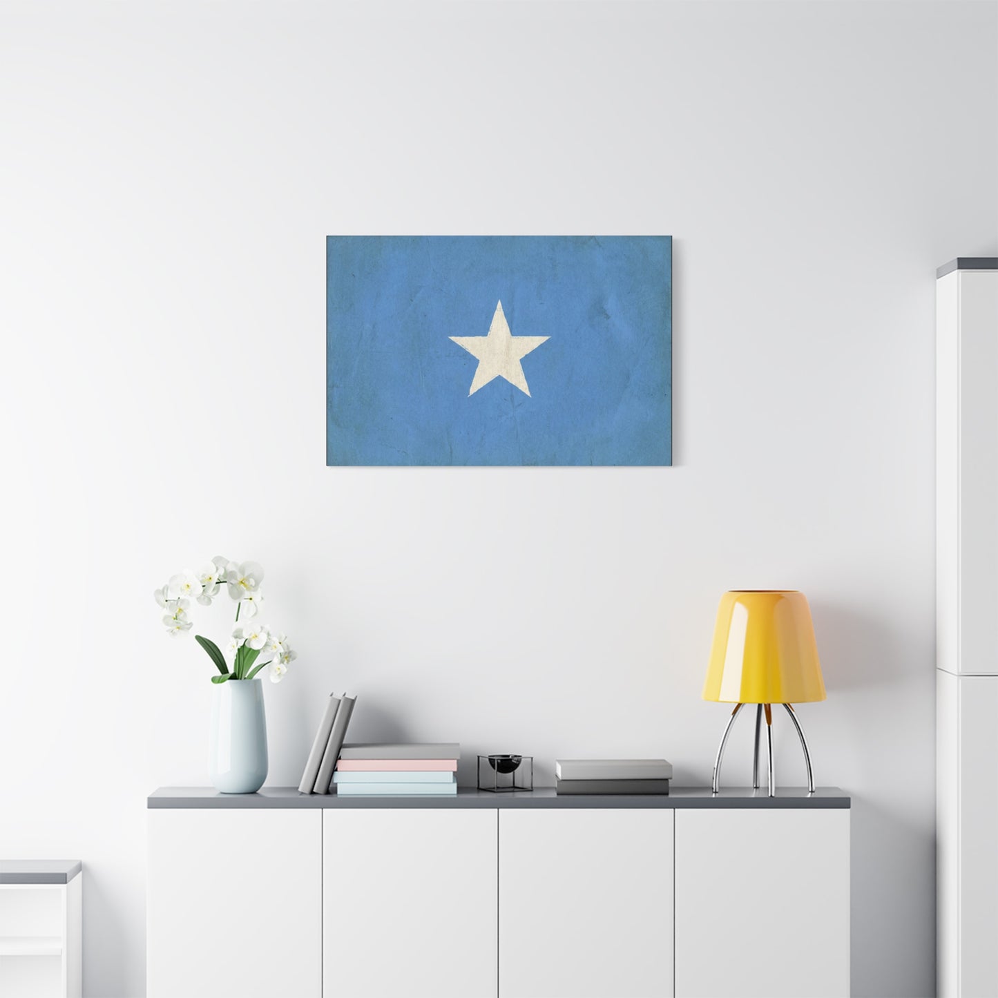 Somalia Flag Canvas Wall Art - Blue White Star Country Print, Vintage Minimalist Decor - Patriotic Artwork For Living Room, Office Wall Decor, Bedroom Home Decoration - Bedroom Home Decoration