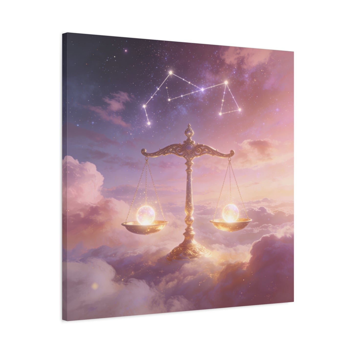 Libra Zodiac Canvas Wall Art - Celestial Scales, Pink Purple Sky, Astrology Decor - Dreamy Matte Canvas Print - Bedroom Wall Decor, Meditation Space Accent, Office Art - Bedroom Home Decoration