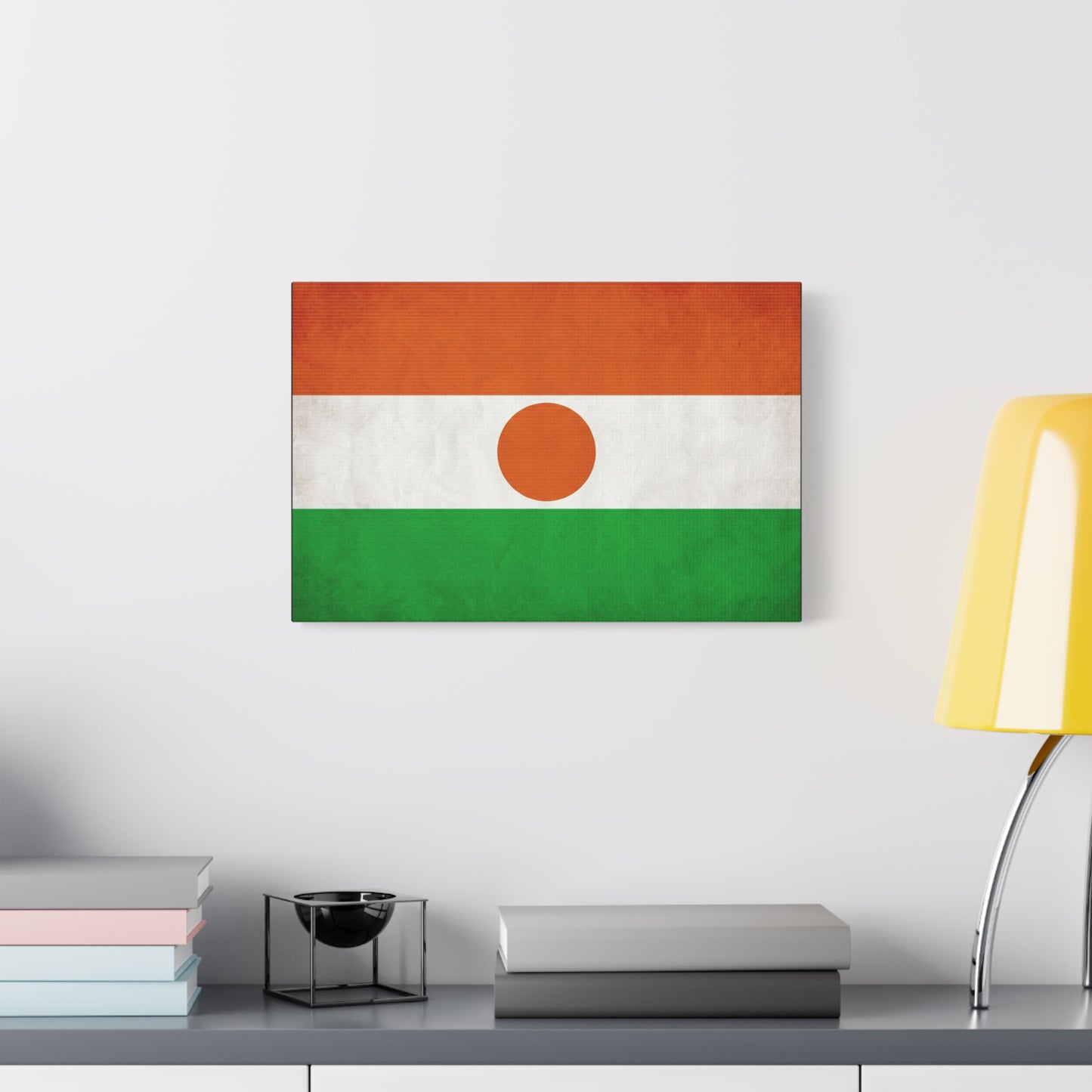 Niger Flag Canvas Wall Art - Orange White Green Tricolor With Central Sun Disc - Minimalist Patriotic Print - Living Room Wall Decor