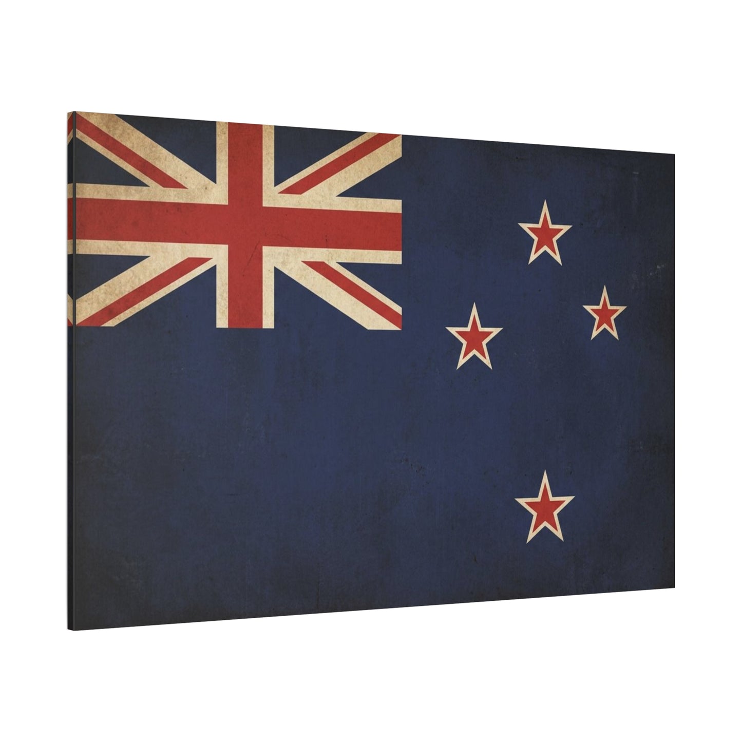 New Zealand Flag Canvas Wall Art - Vintage Kiwi National Banner Print, Distressed Navy Red Cream Design - Traditional Patriotic Style - Living Room Wall Decor Bedroom Home Decoration - Ready to Hang