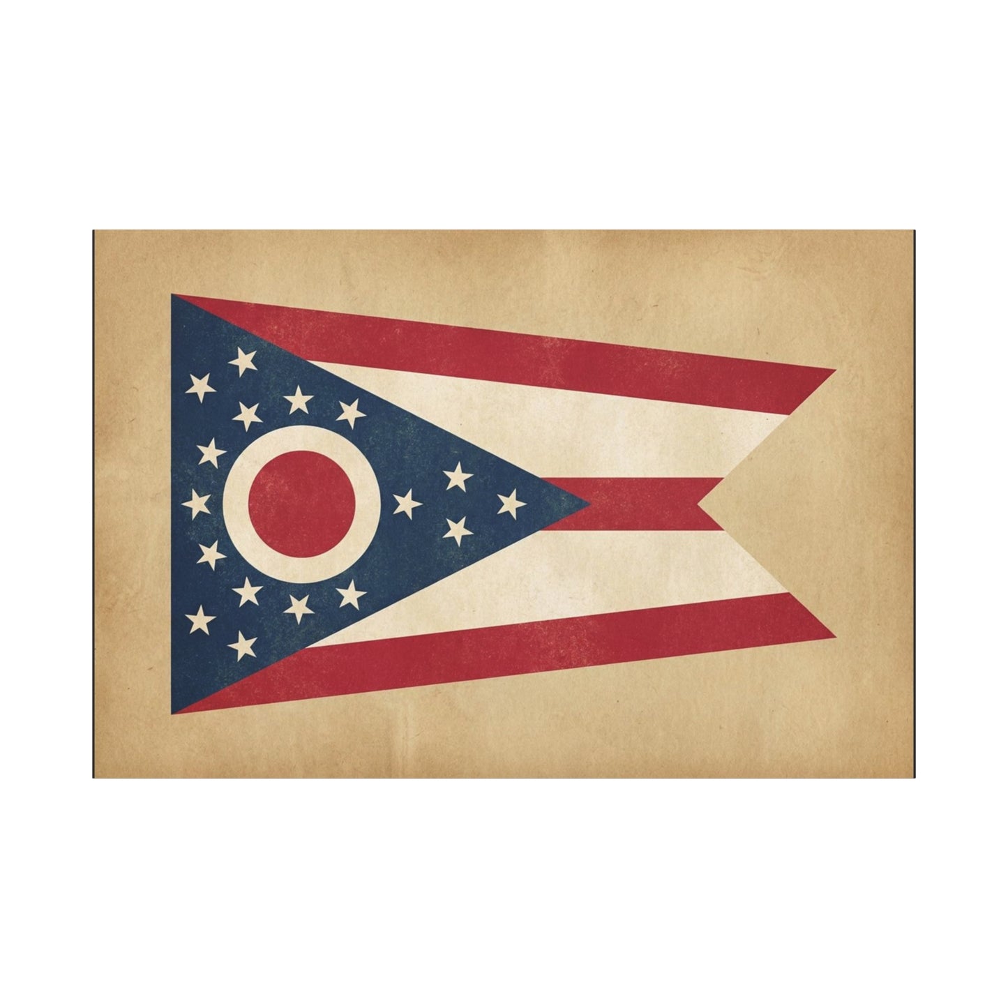 Ohio State Flag Canvas Wall Art - Vintage Buckeye Banner Print, Patriotic Red White Blue Decor - Rustic Americana Style - Living Room Home Decoration - Living Room Wall Decor - Bedroom Home Decoration