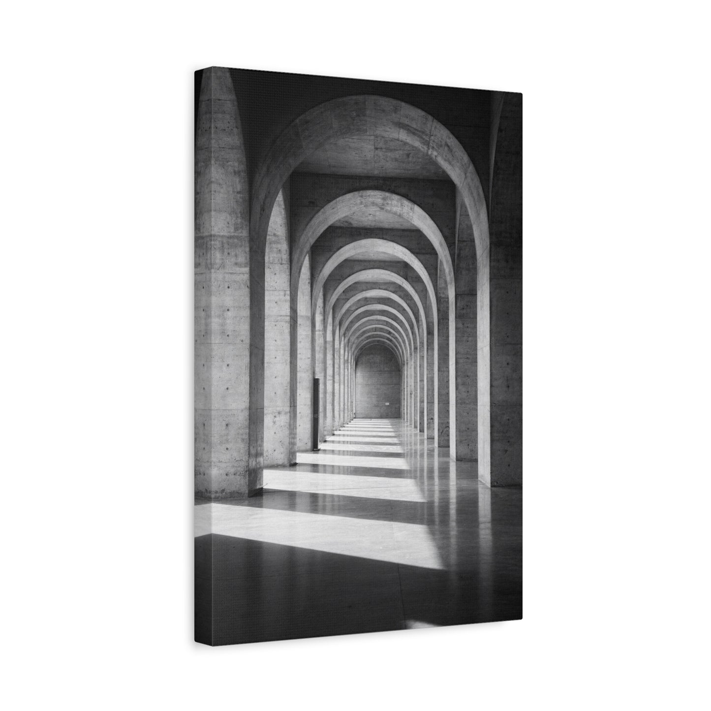 Black And White Arched Hallway Canvas Wall Art - Minimalist Architecture Art Print, Modern Concrete Corridor Interior, Contemporary Living Room Wall Decor Office Art - Bedroom Home Decoration